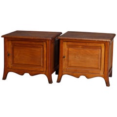 Pair of Vintage Raised Panel Maple Single Door Side Stands Cabinets 20th Century