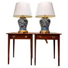 Pair of Vintage Ralph Lauren Blue .& White Foo Dog Lamps