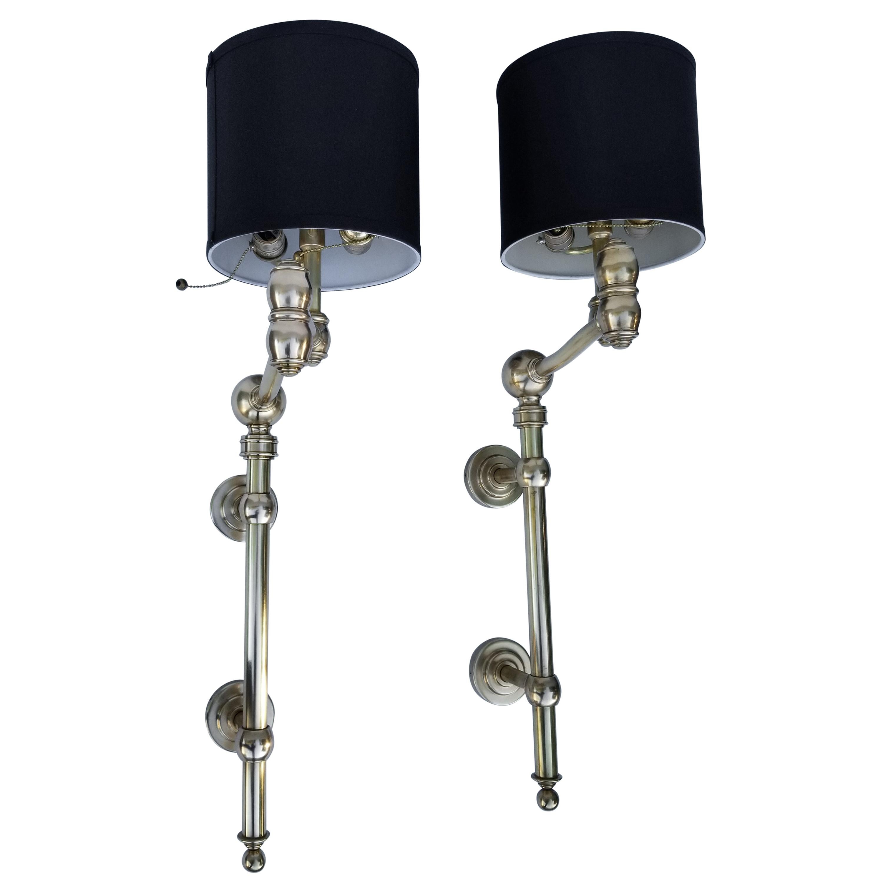 Pair of Vintage Ralph Lauren Bronze Retractable Sconces,