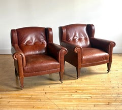 Coppia di sedie club Ralph Lauren vintage in pelle marrone