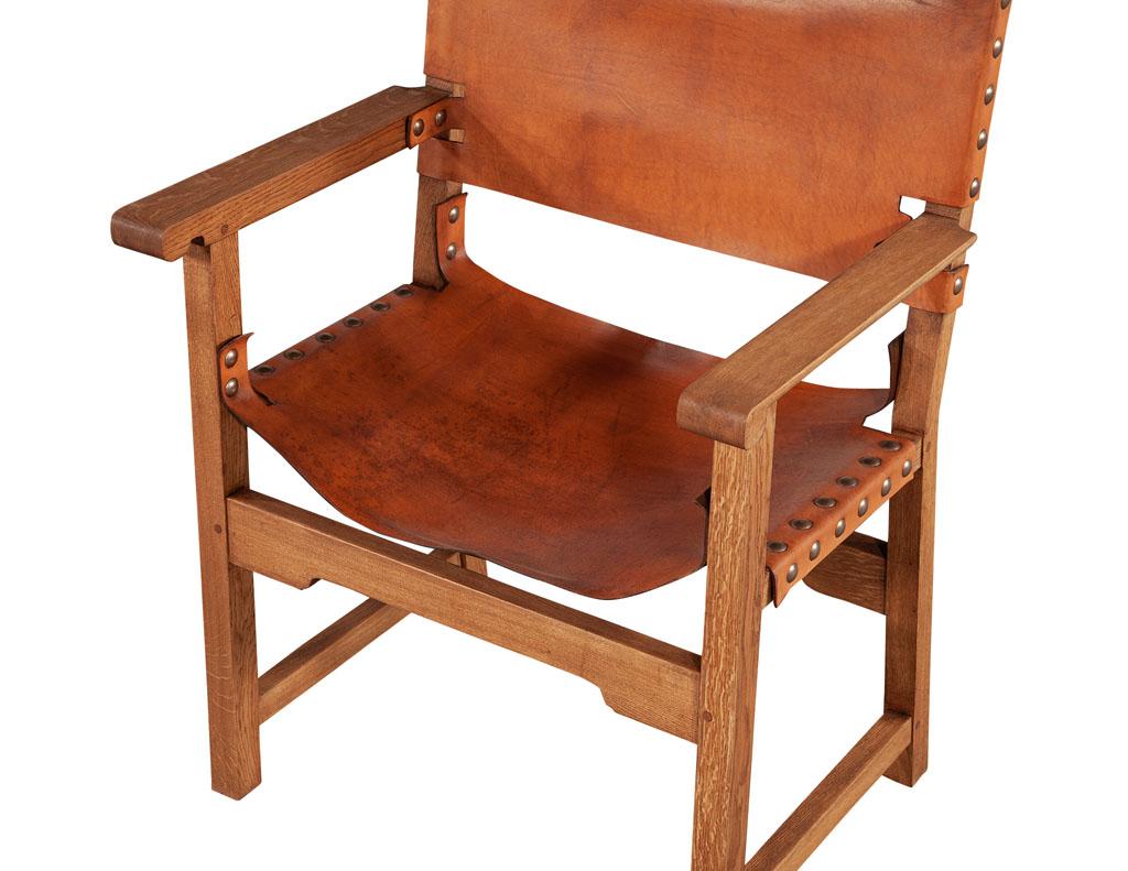 Pair of Vintage Ralph Lauren Leather Oak Campaign Arm Chairs 3