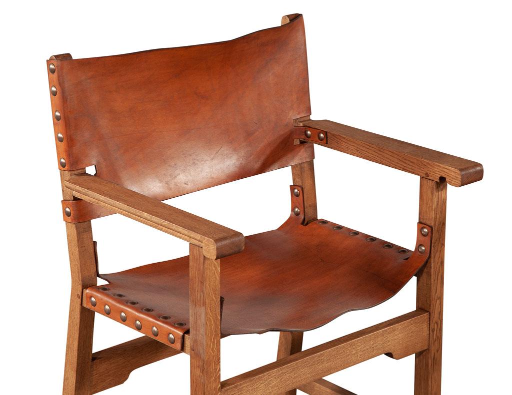 Pair of Vintage Ralph Lauren Leather Oak Campaign Arm Chairs 1