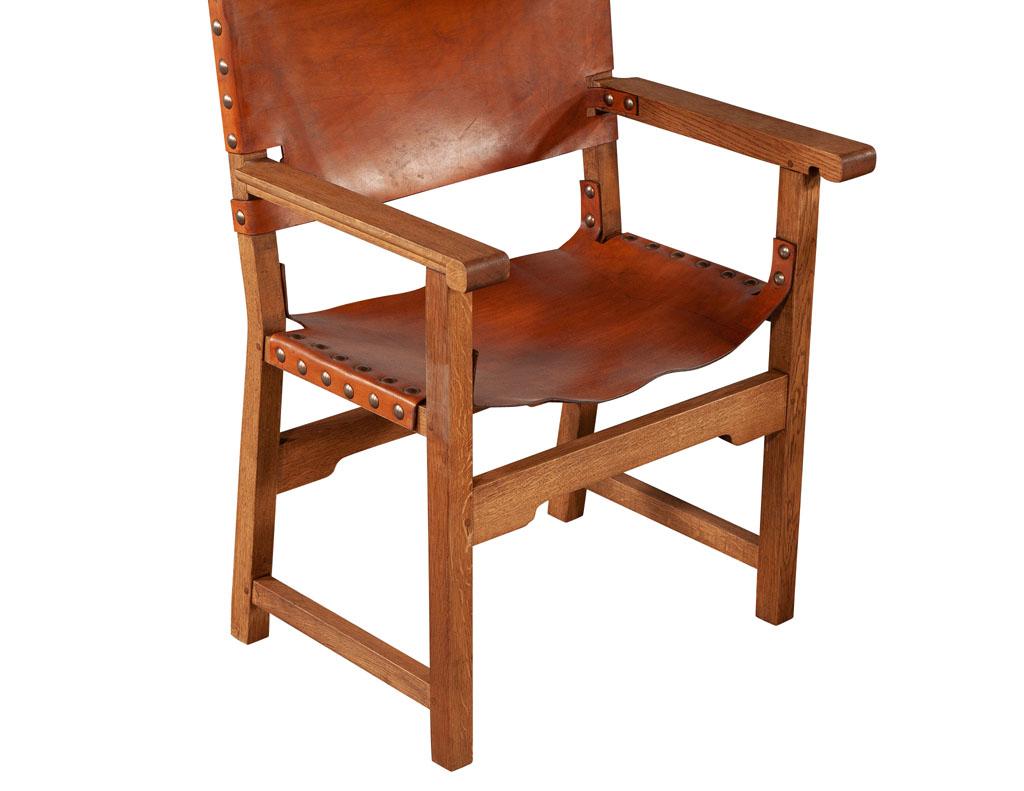 Metal Pair of Vintage Ralph Lauren Leather Oak Campaign Arm Chairs