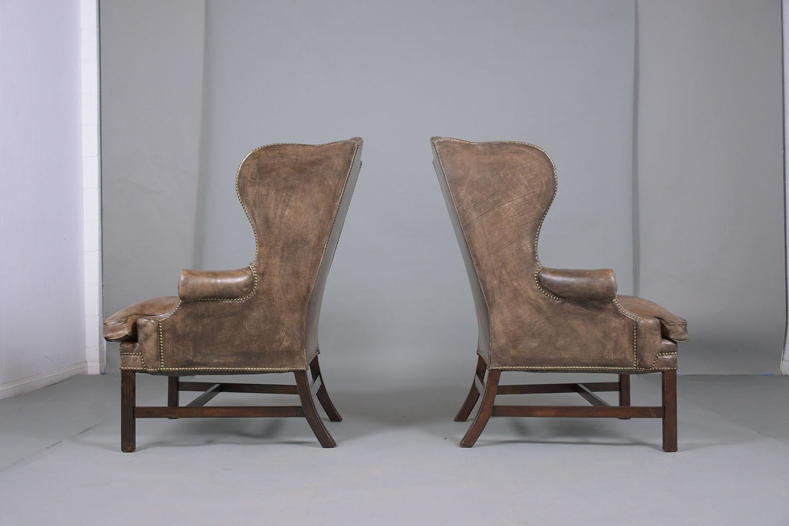 Carved Pair of Vintage Ralph Lauren Wingback Chairs