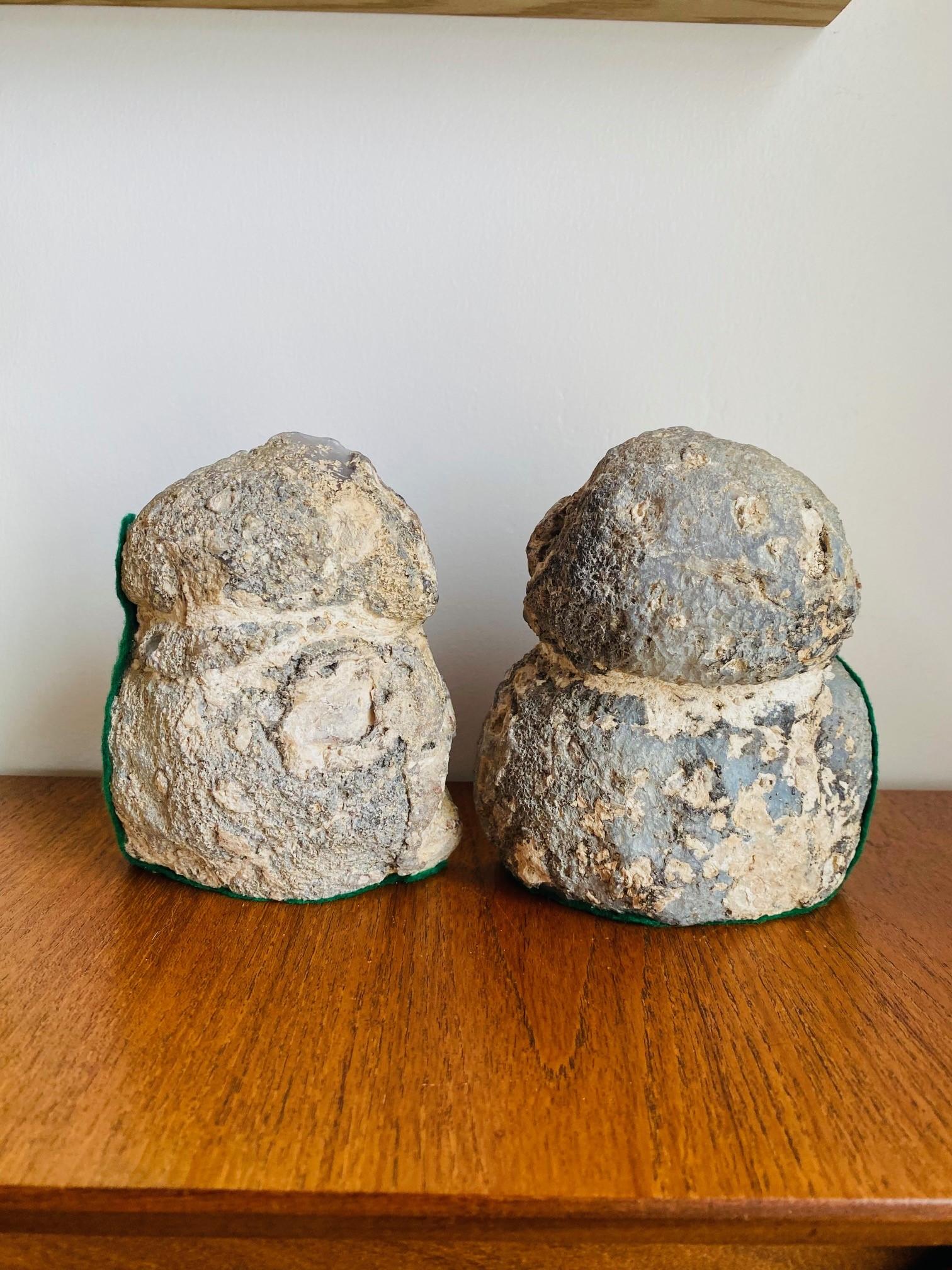 Paar Vintage Rare Freeform Geode Buchstützen im Angebot 3