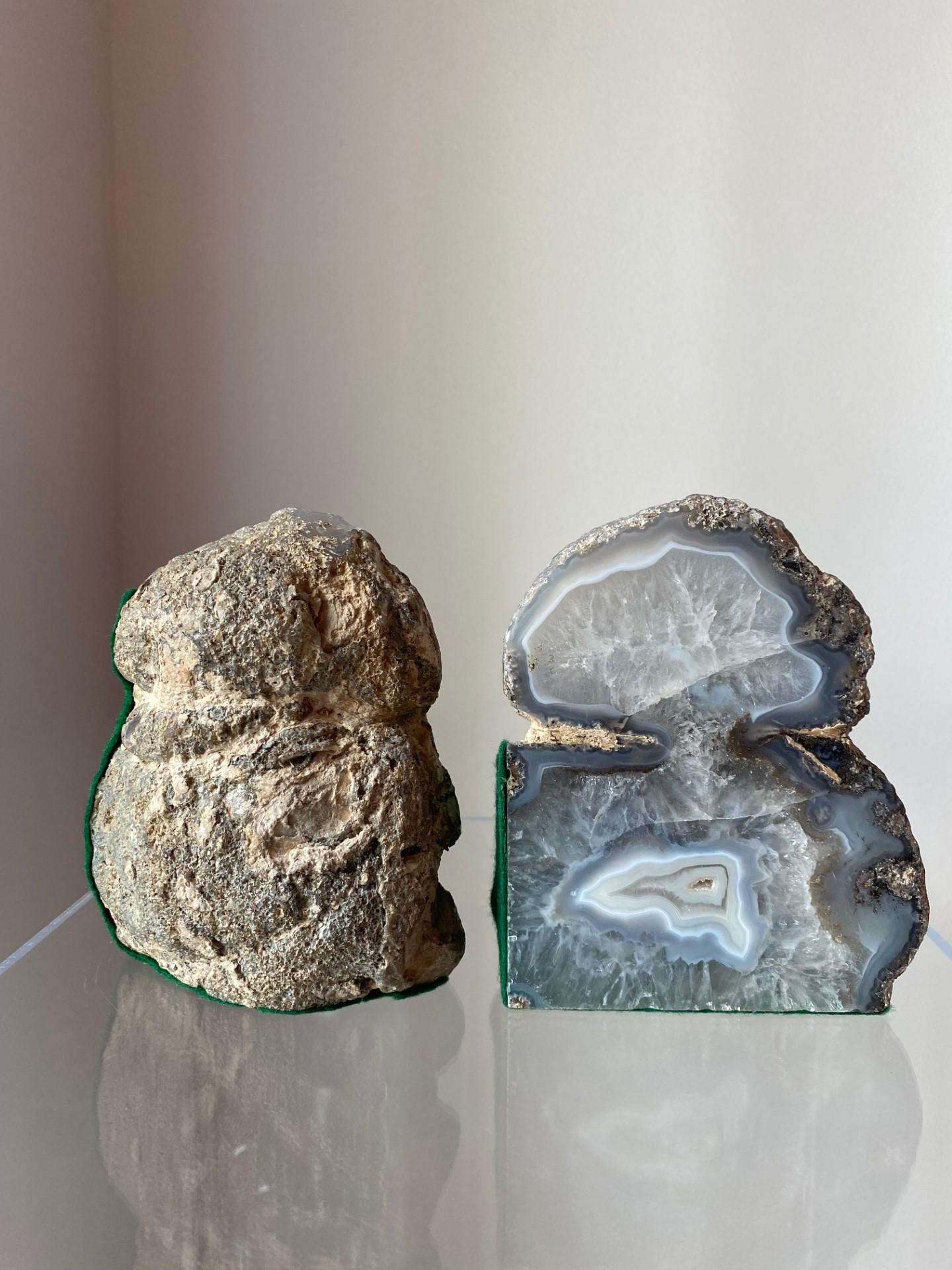 Pair of Vintage Rare Freeform Geode Bookends For Sale 5
