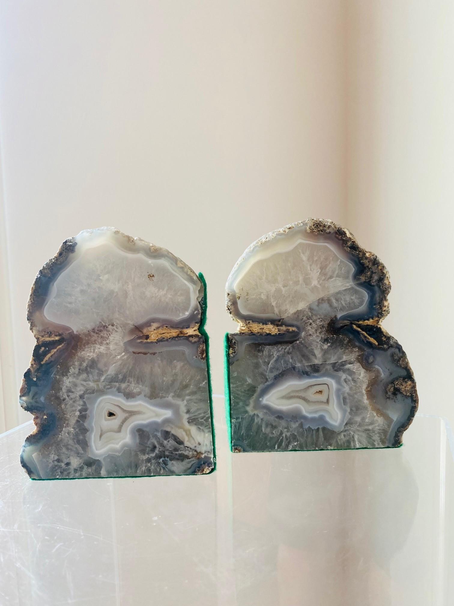 Mid-Century Modern Pair of Vintage Rare Freeform Geode Bookends For Sale