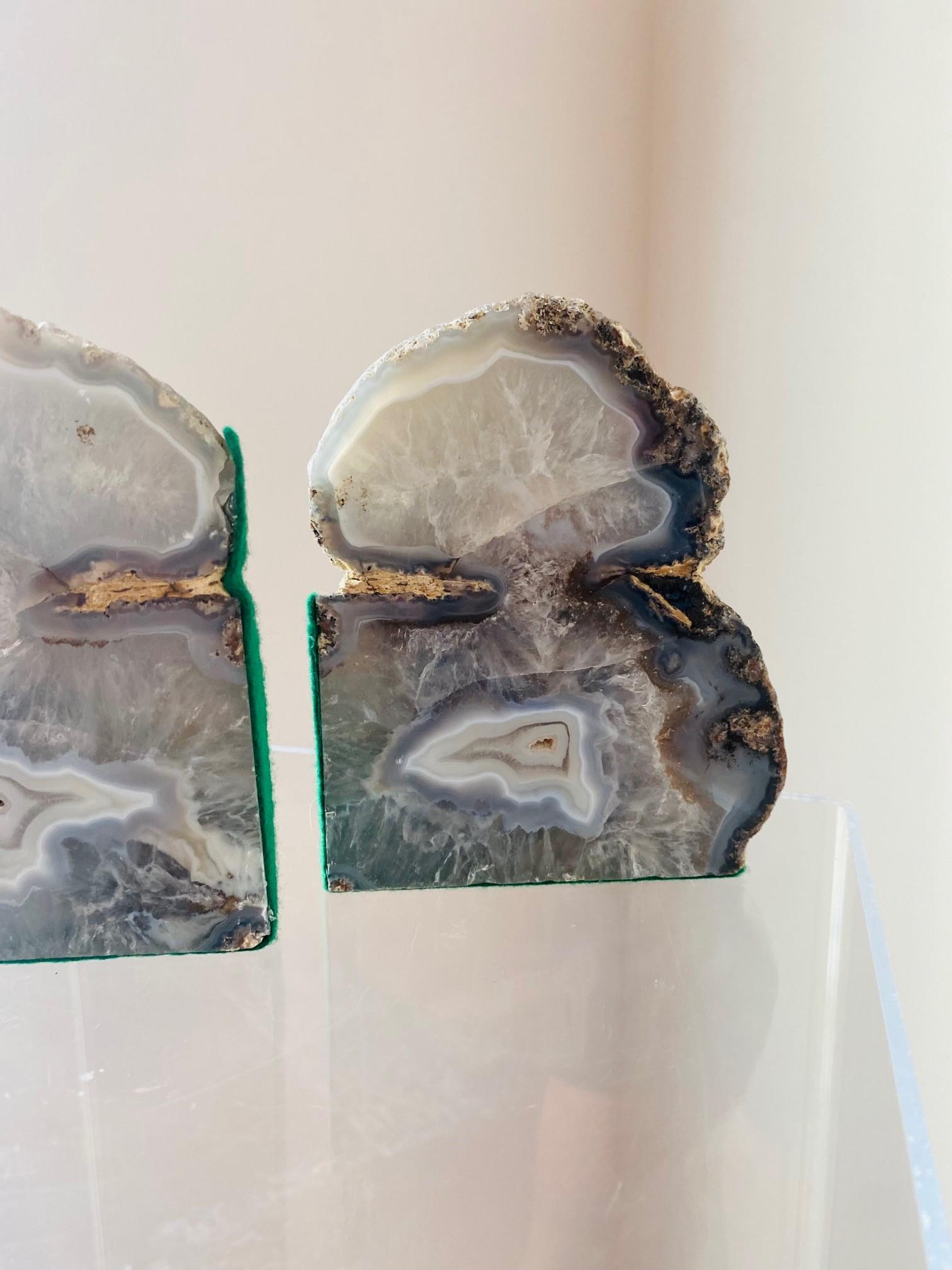 American Pair of Vintage Rare Freeform Geode Bookends For Sale