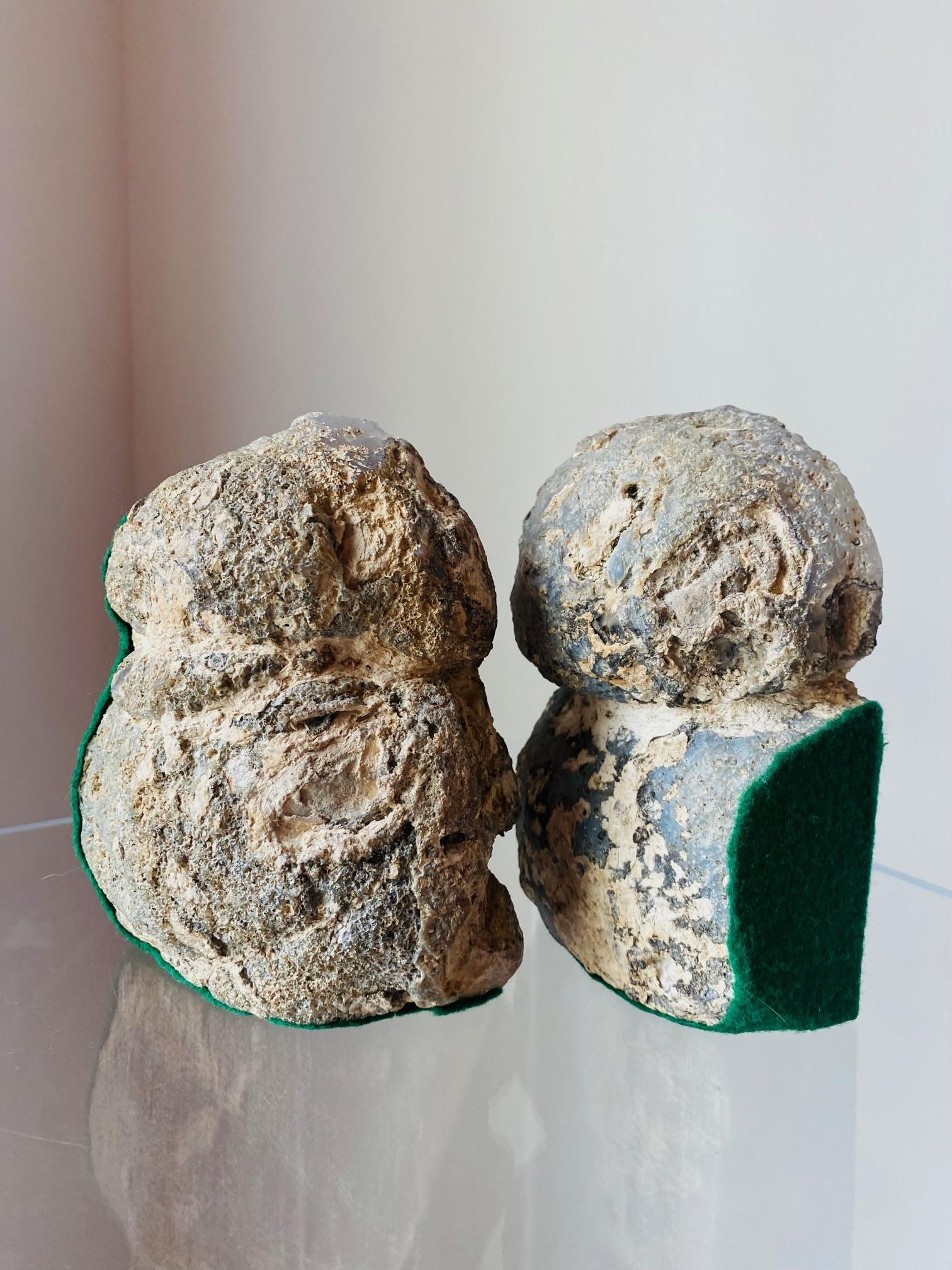 Pair of Vintage Rare Freeform Geode Bookends In Good Condition For Sale In San Diego, CA