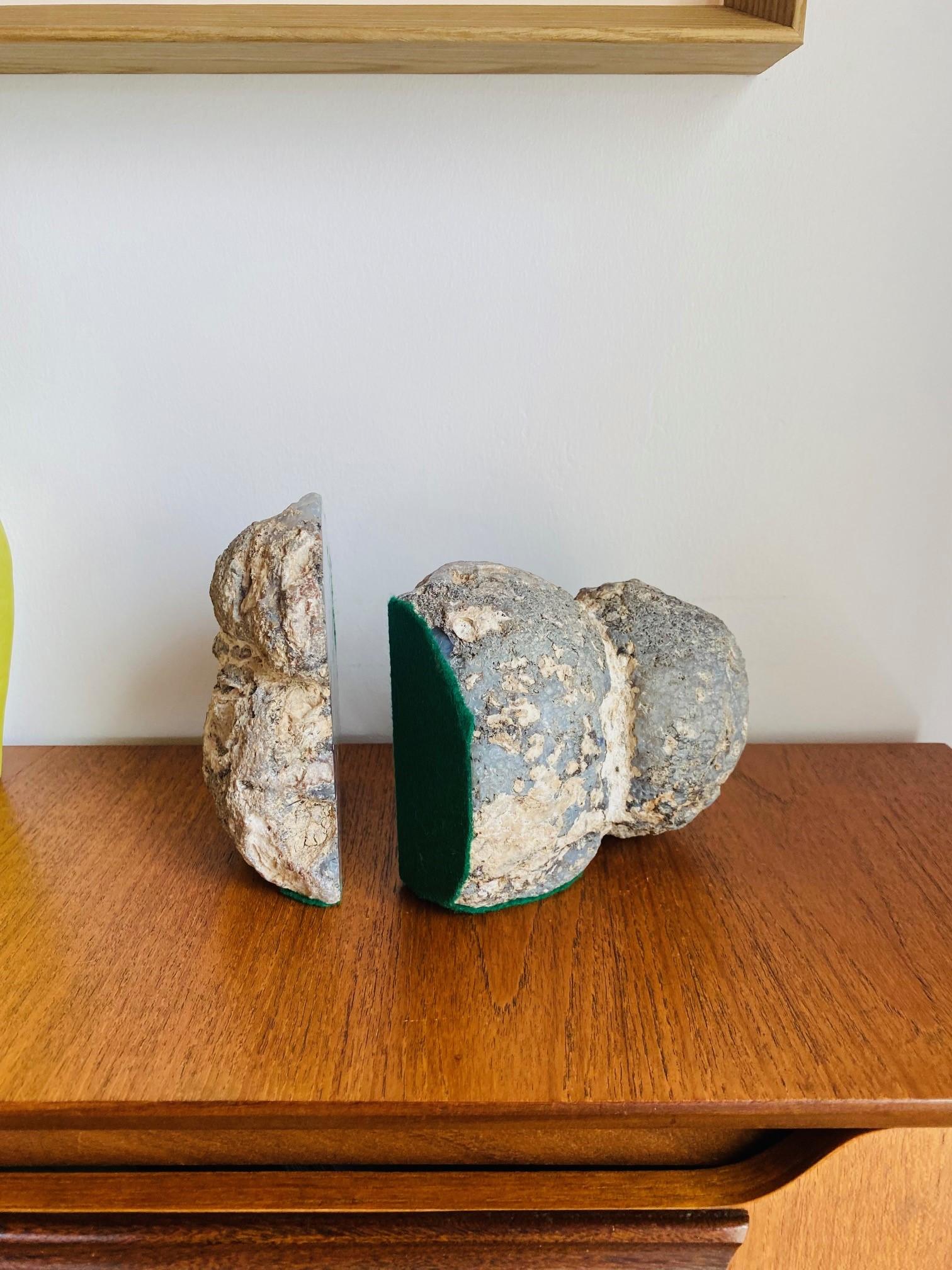 Pair of Vintage Rare Freeform Geode Bookends For Sale 1