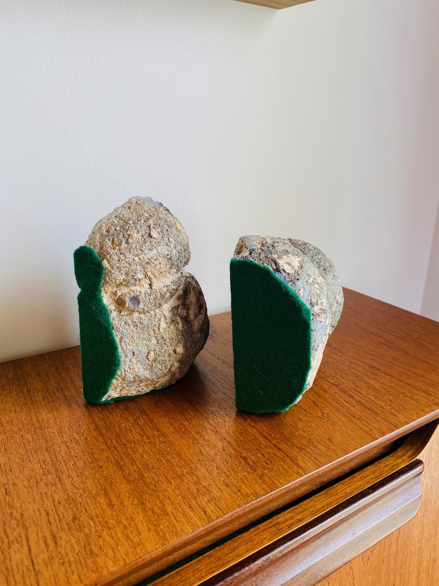 Pair of Vintage Rare Freeform Geode Bookends For Sale 2
