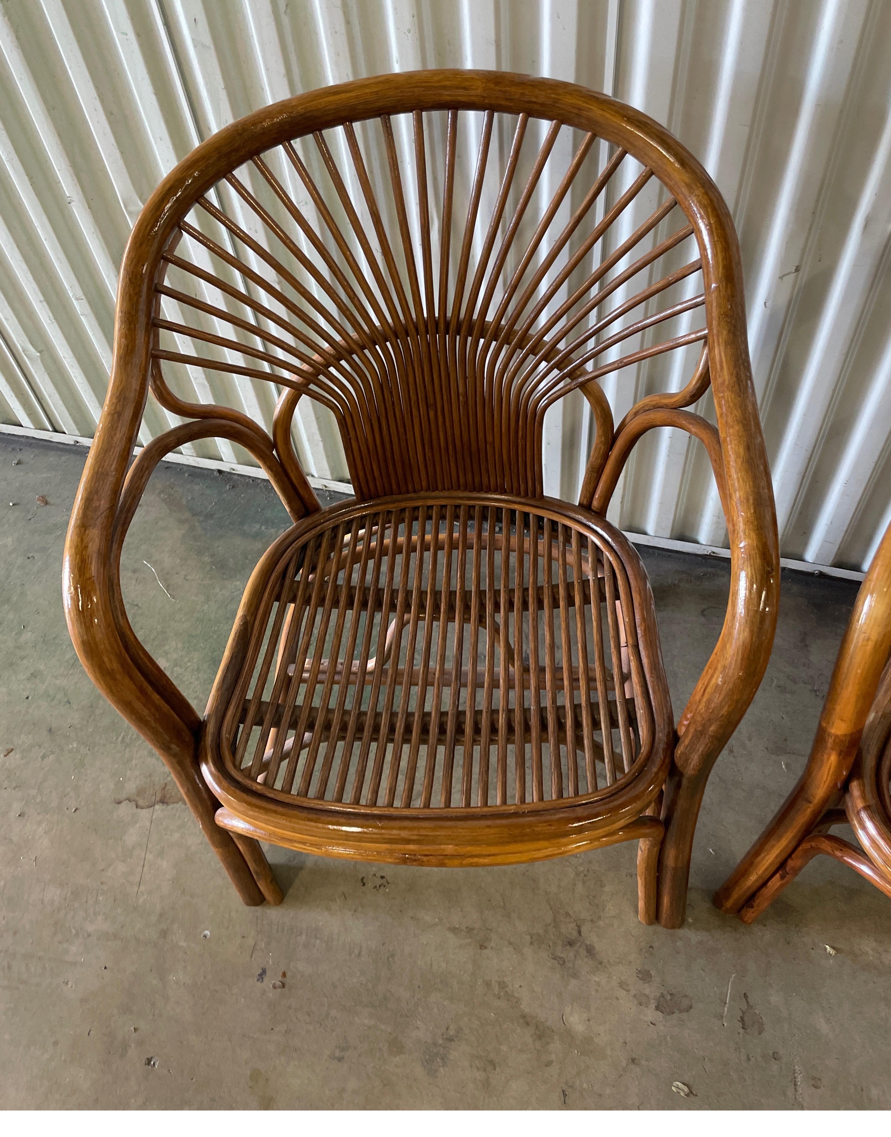 Philippine Pair of Vintage Rattan / Bamboo Armchairs For Sale