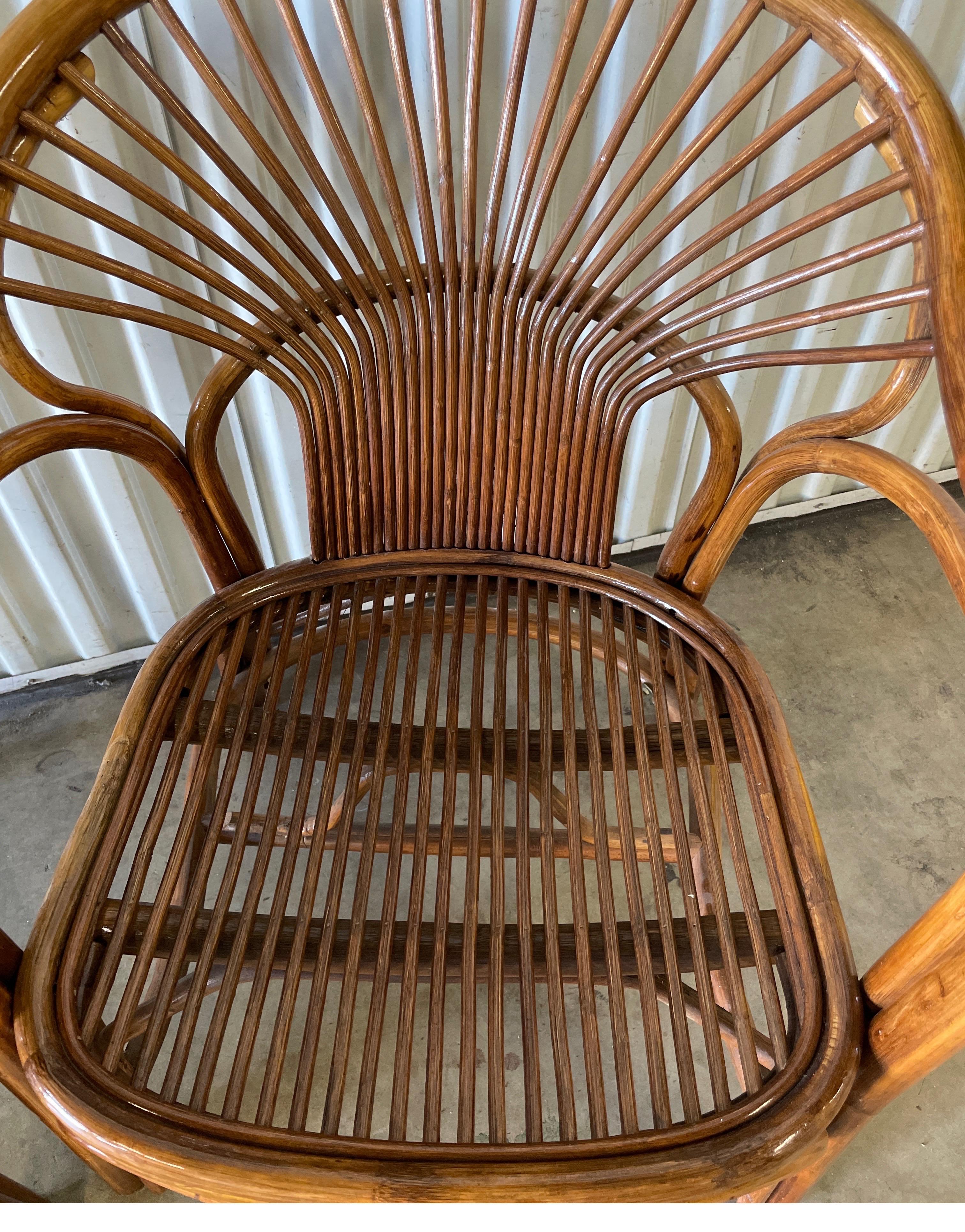 Pair of Vintage Rattan / Bamboo Armchairs In Good Condition For Sale In West Palm Beach, FL