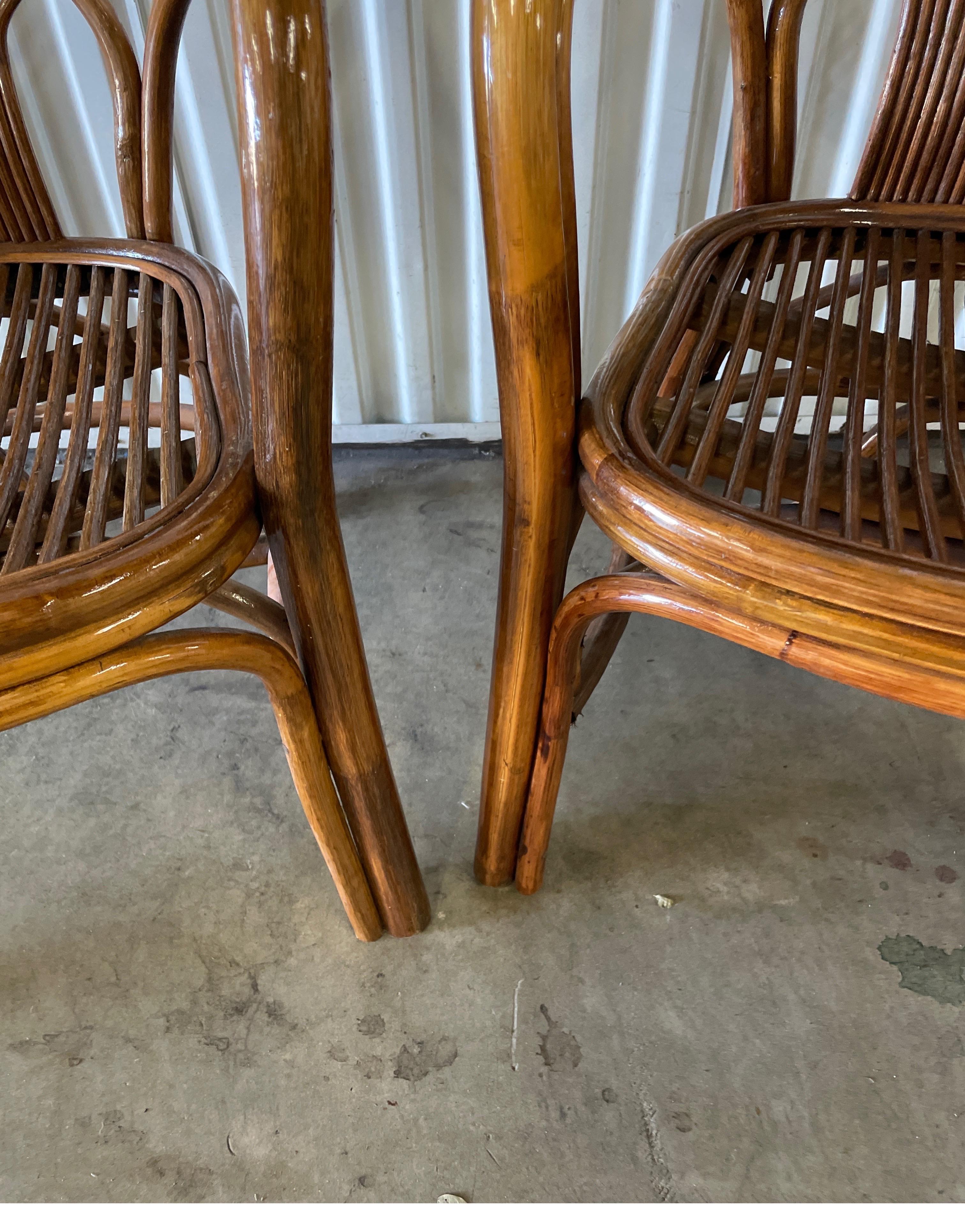 20th Century Pair of Vintage Rattan / Bamboo Armchairs For Sale