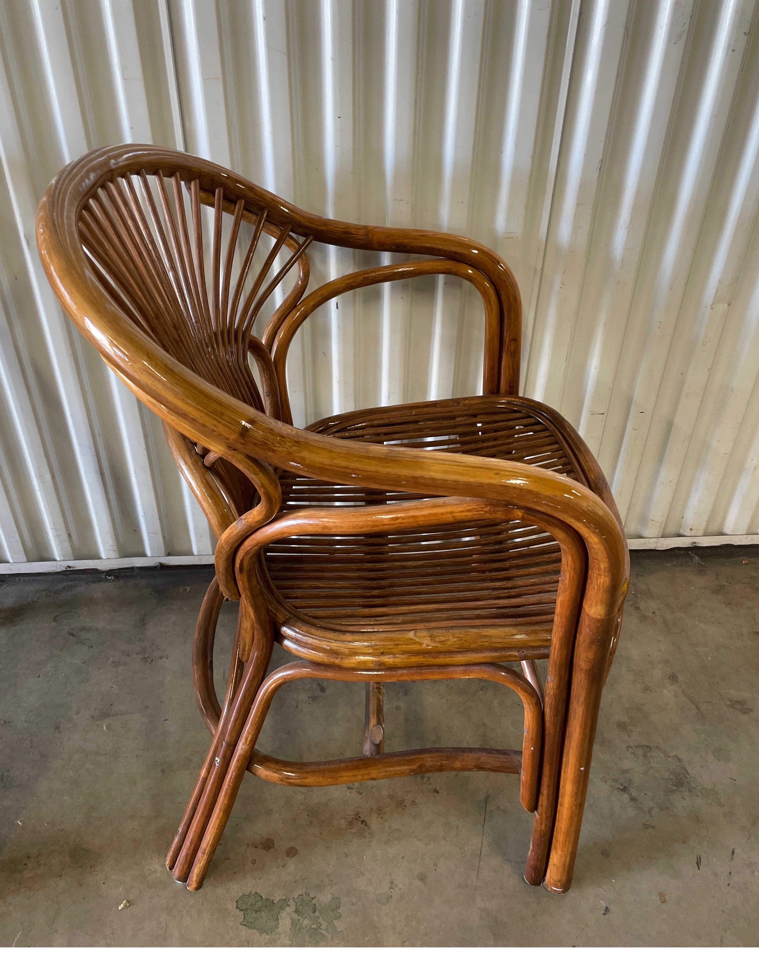 Pair of Vintage Rattan / Bamboo Armchairs For Sale 1