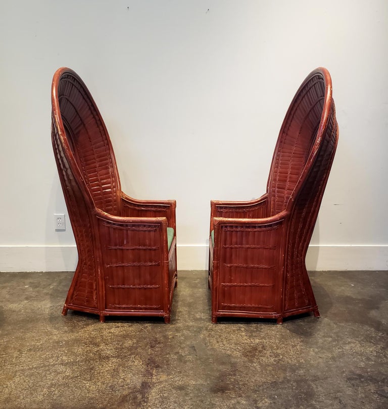 Pair of Vintage Rattan Bamboo Peacock Chairs at 1stDibs
