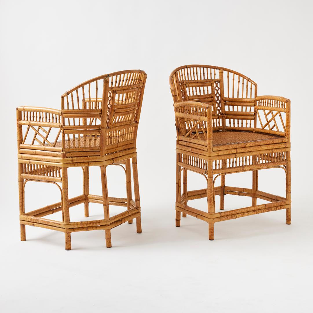 Pair of Vintage Rattan Brighton Pavilion Chairs 1