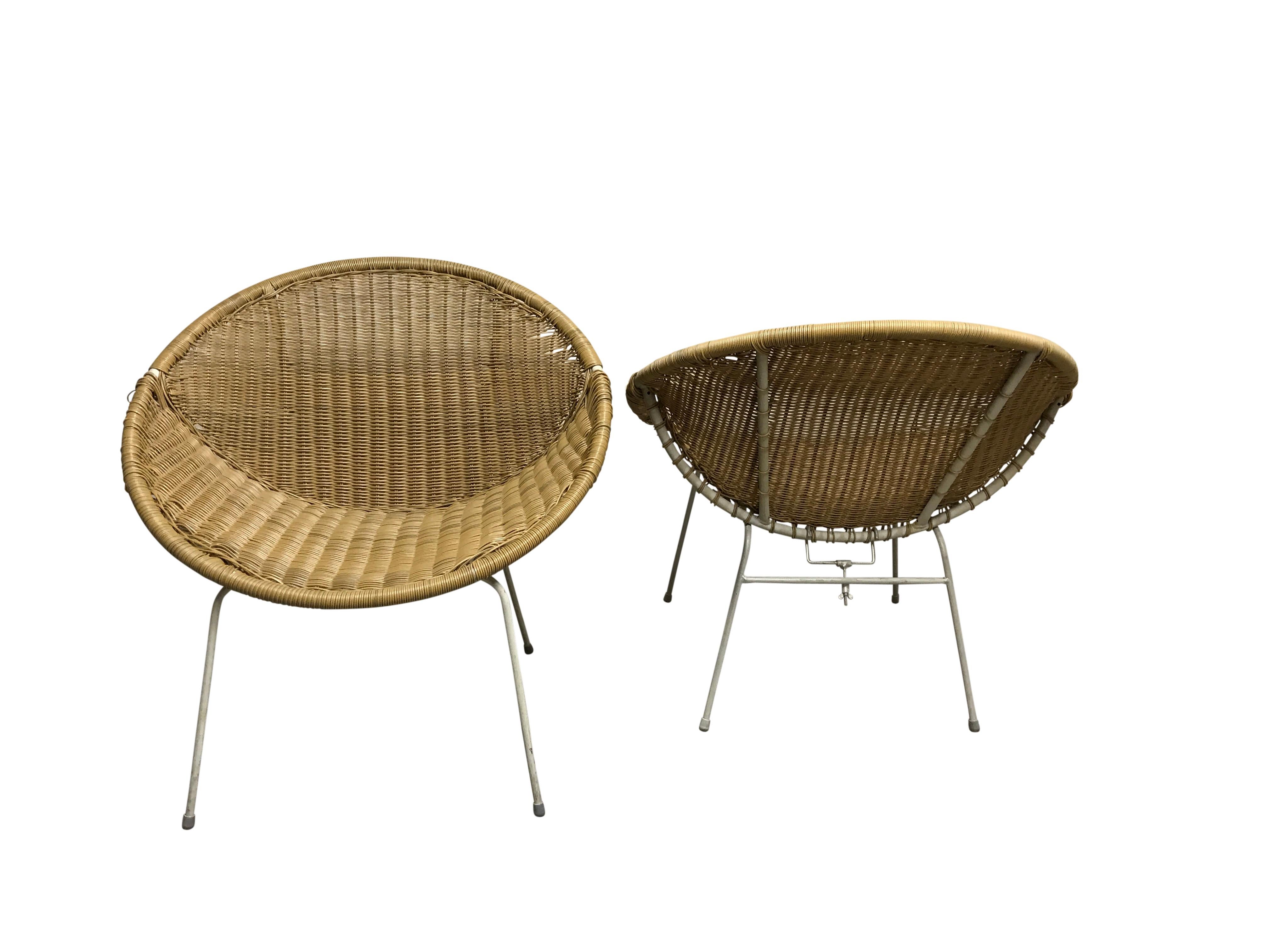 Mid-Century Modern Pair of Vintage Rattan Chairs, 1970s