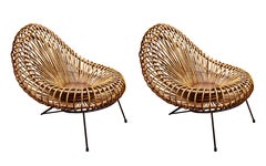 Pair of Vintage Rattan Chairs by Janine Abraham