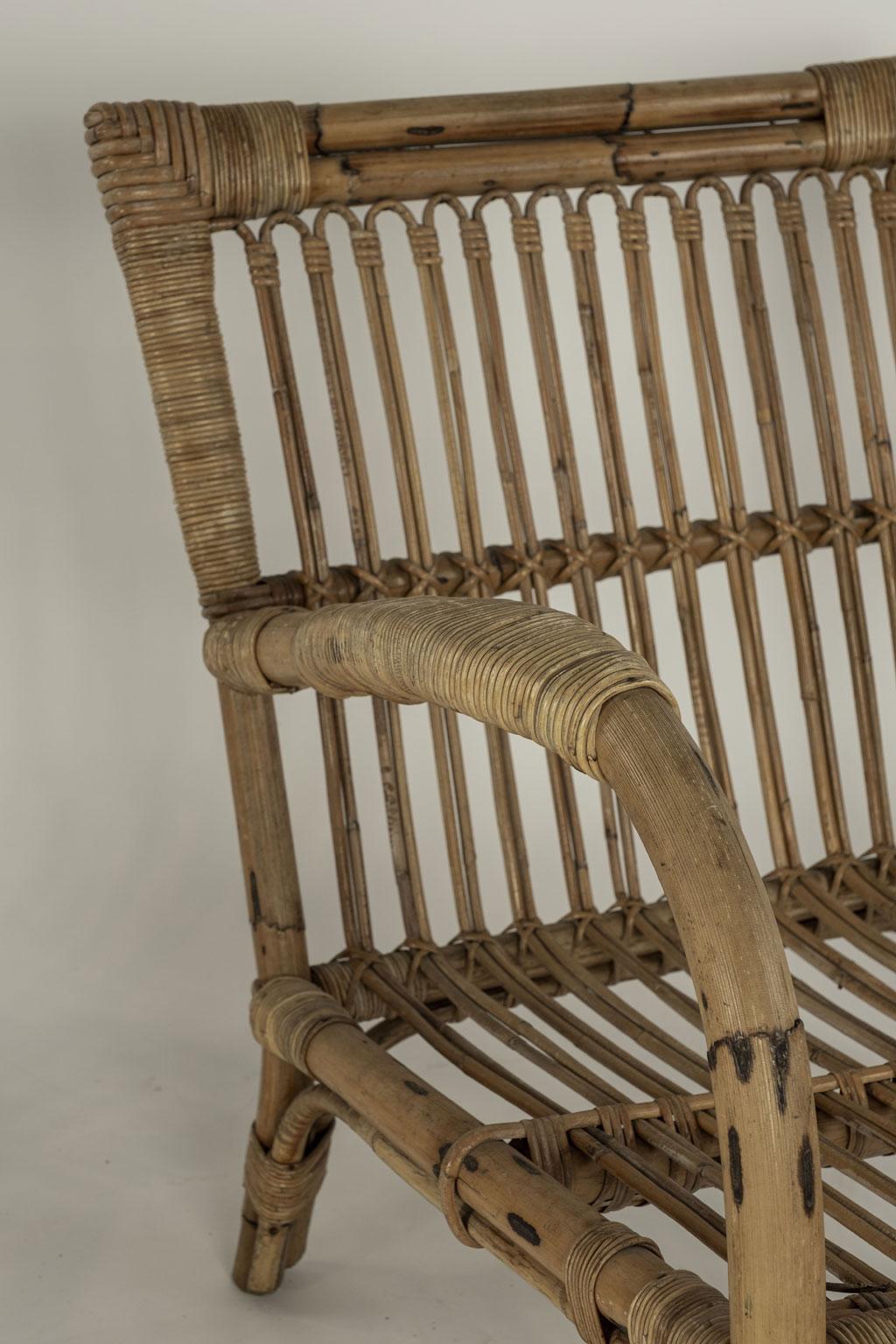 Pair of Vintage Rattan Lounge Armchairs 4