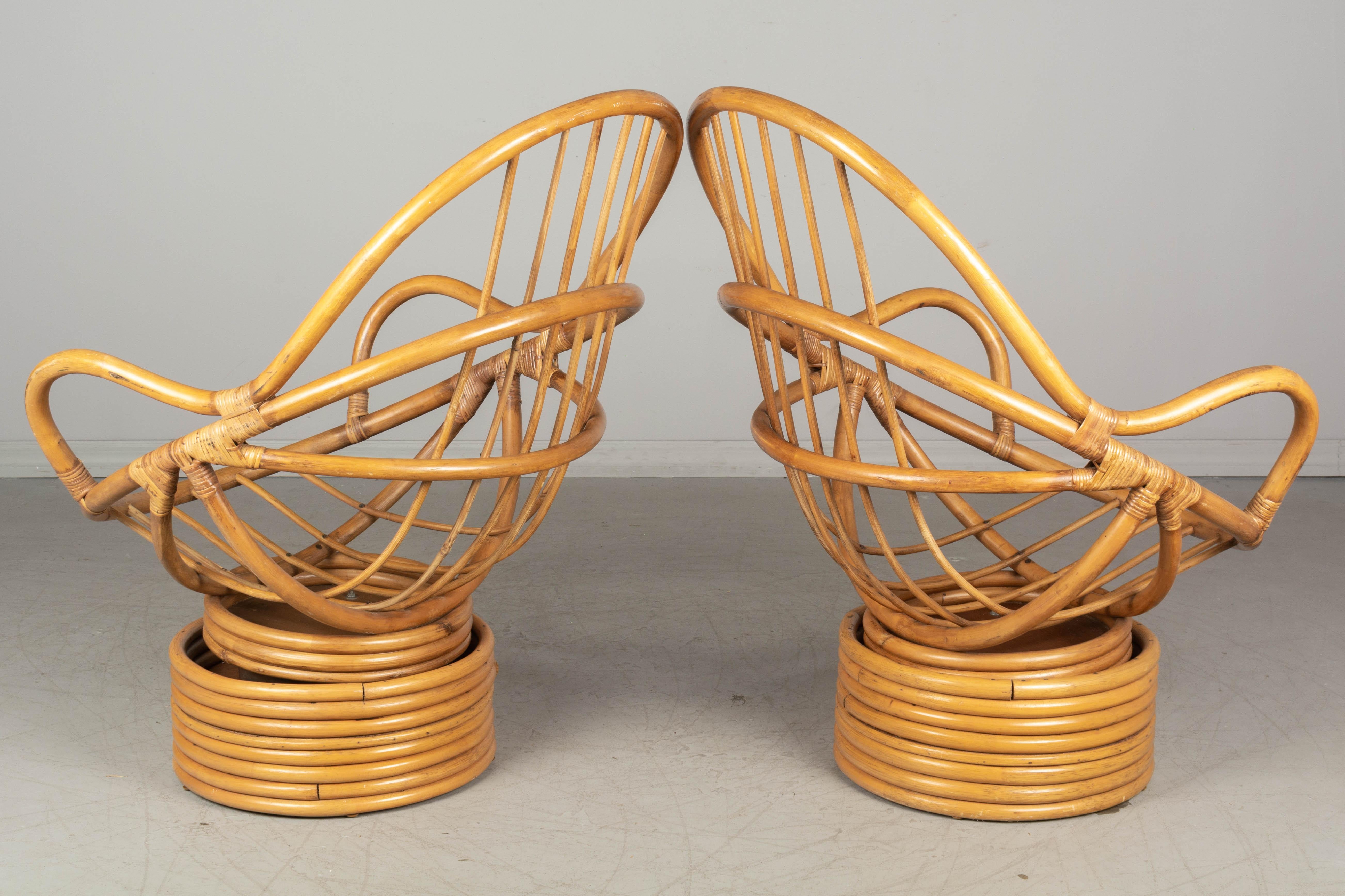 Pair of Vintage Rattan Lounge Chairs 1