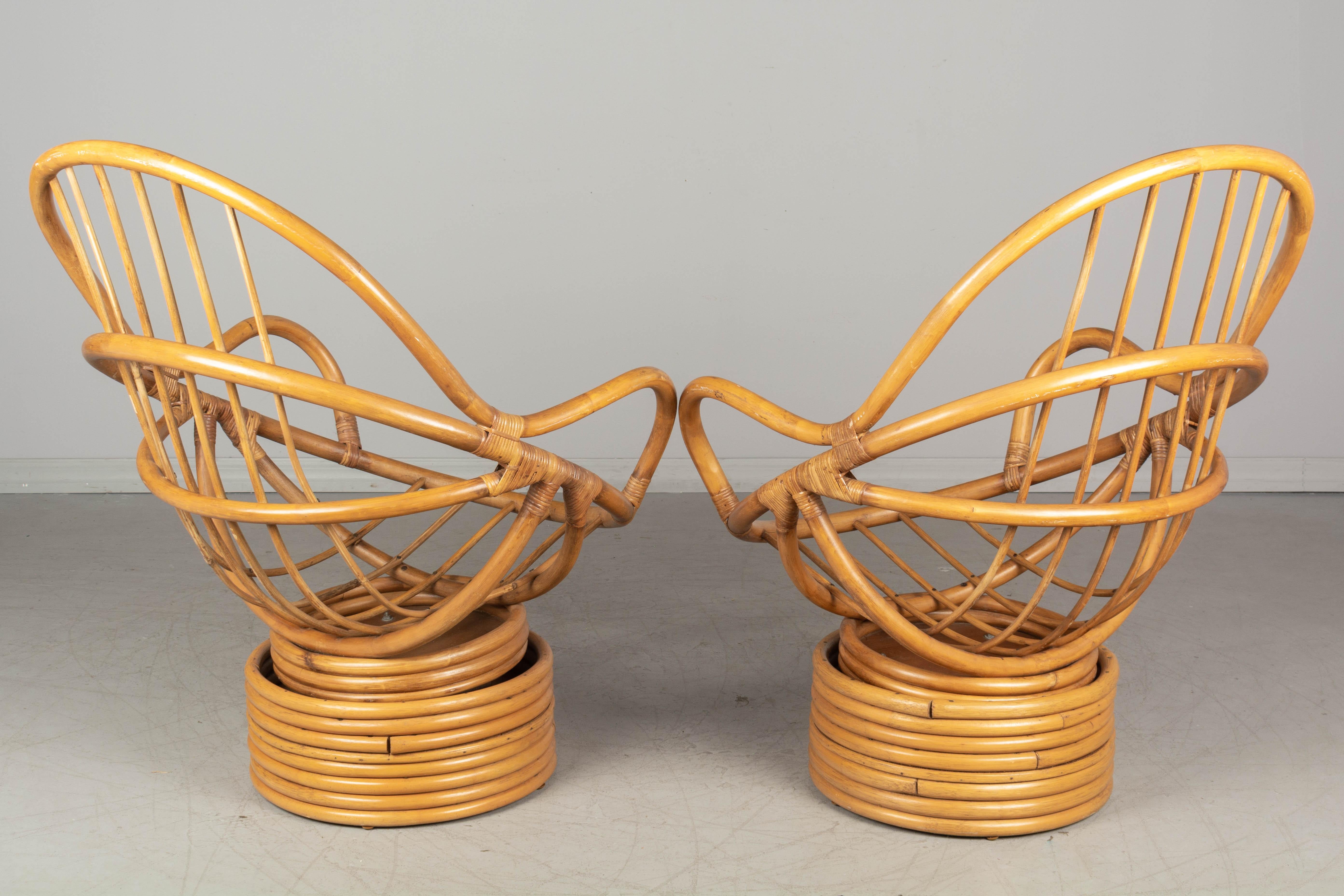 Pair of Vintage Rattan Lounge Chairs 2