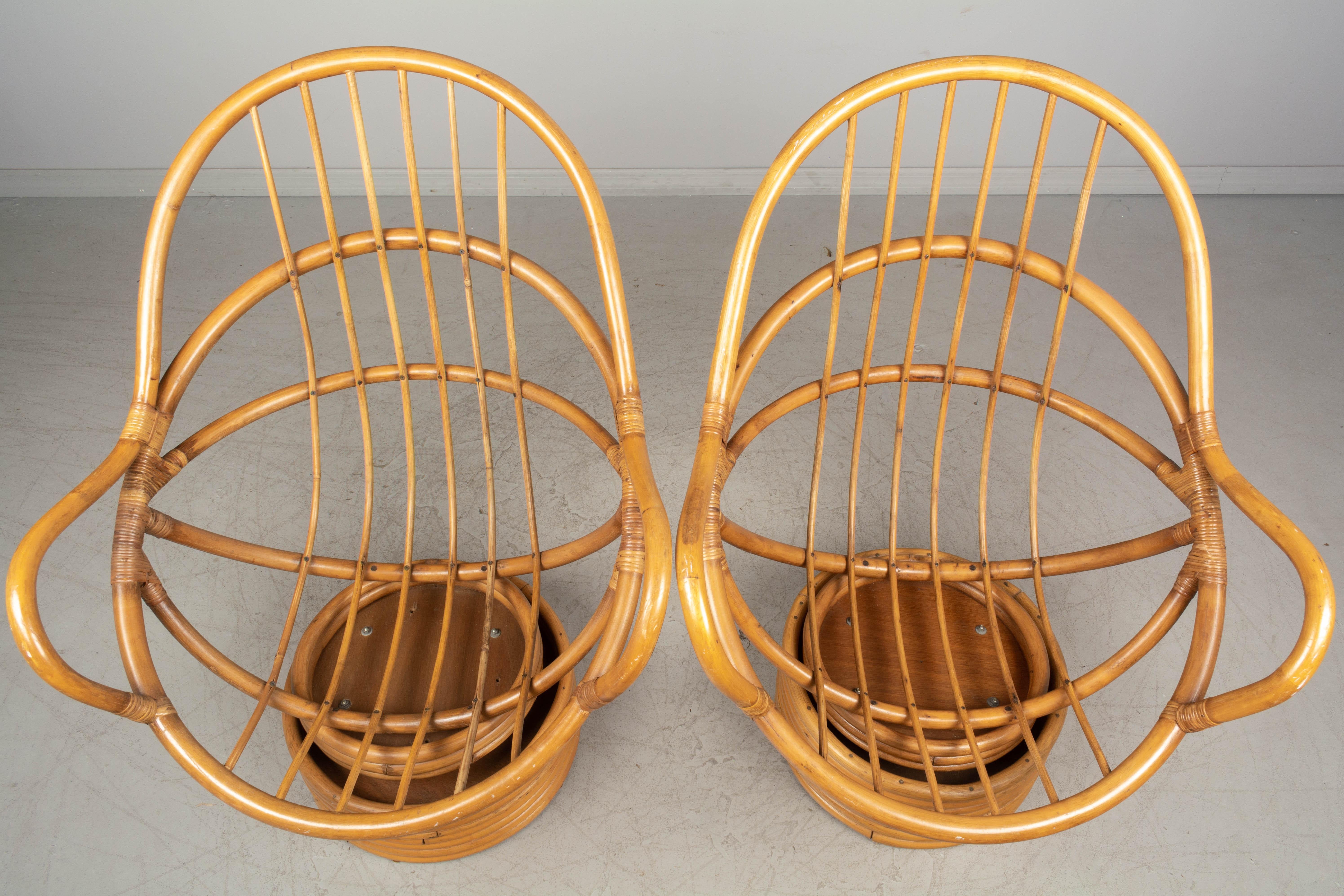 Pair of Vintage Rattan Lounge Chairs 3