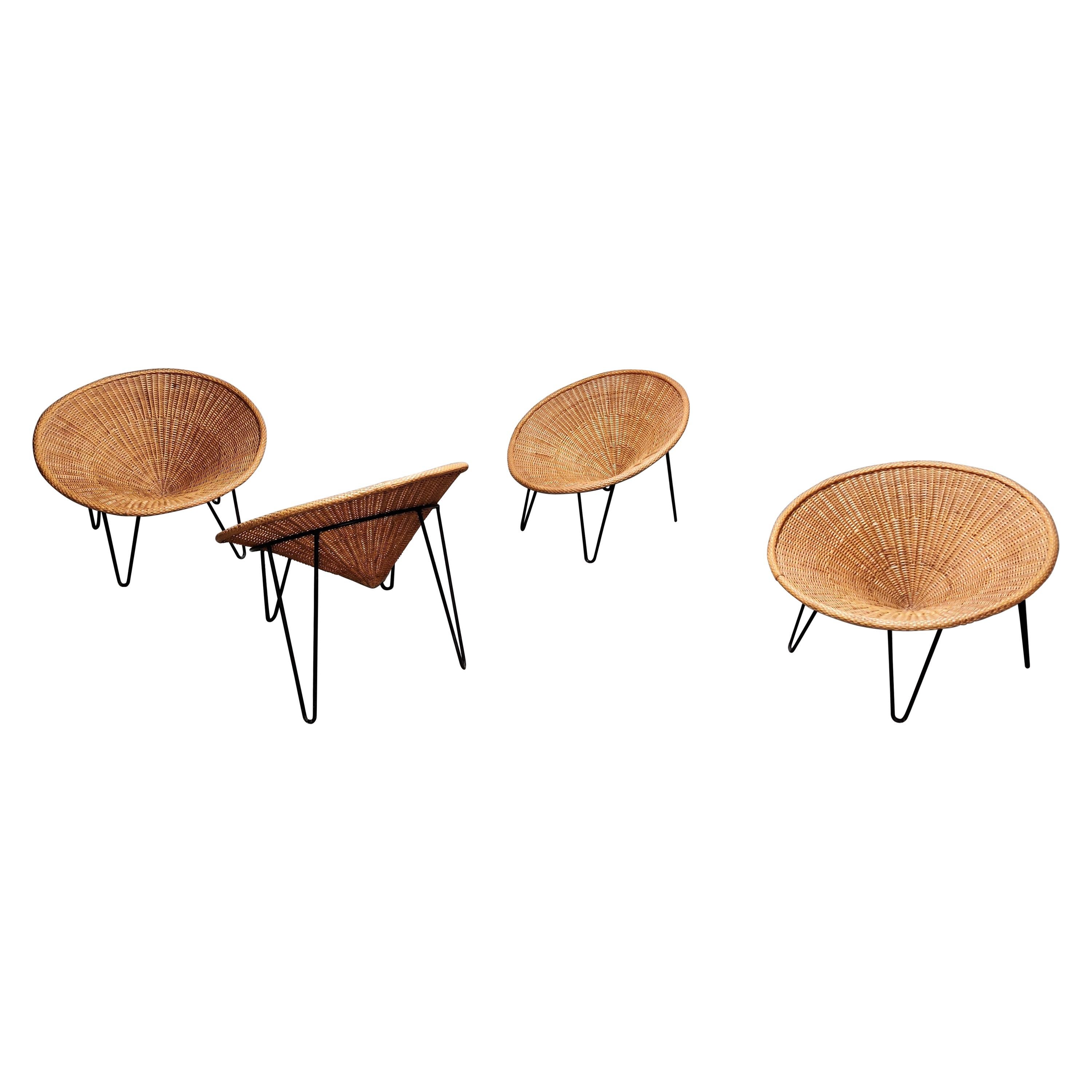 Vintage Rattan Tub Chairs, 1960s at 1stDibs