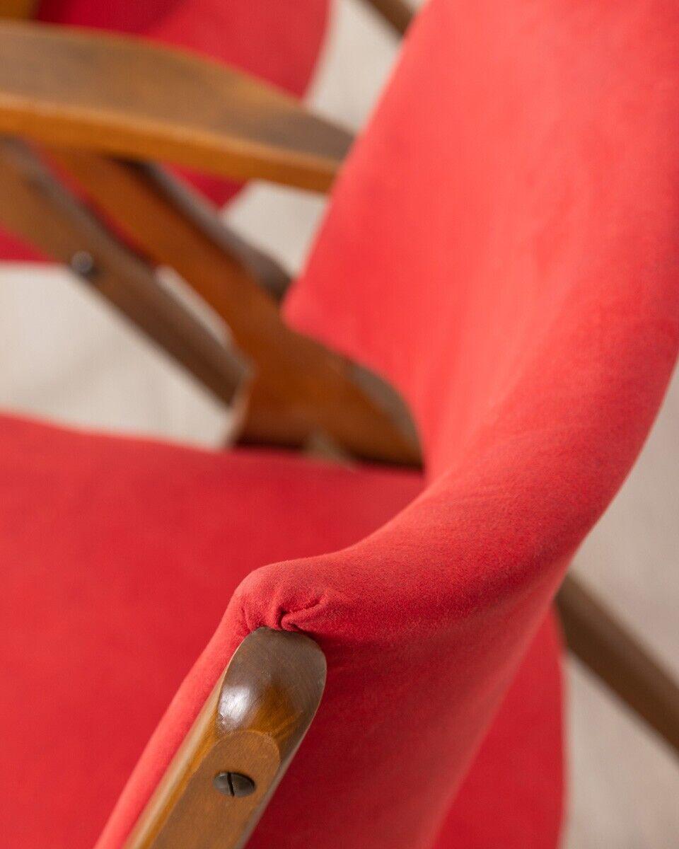 Bois Paire de fauteuils rouges des années 60 Dal Vera Design en vente