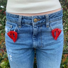 Pair of Vintage Red Bakelite Accessory Clips