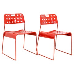 Pair of Vintage Red Omstak Chairs 