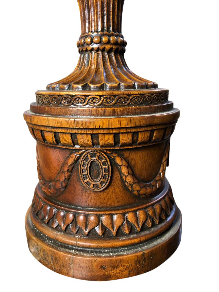 Pair of Vintage Regency Carved Wood Lidded Urns, circa 1950 For Sale 1
