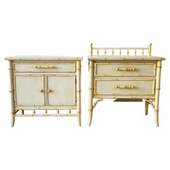 Pair of Used Regency Faux Bamboo Nightstands by Century Furniture