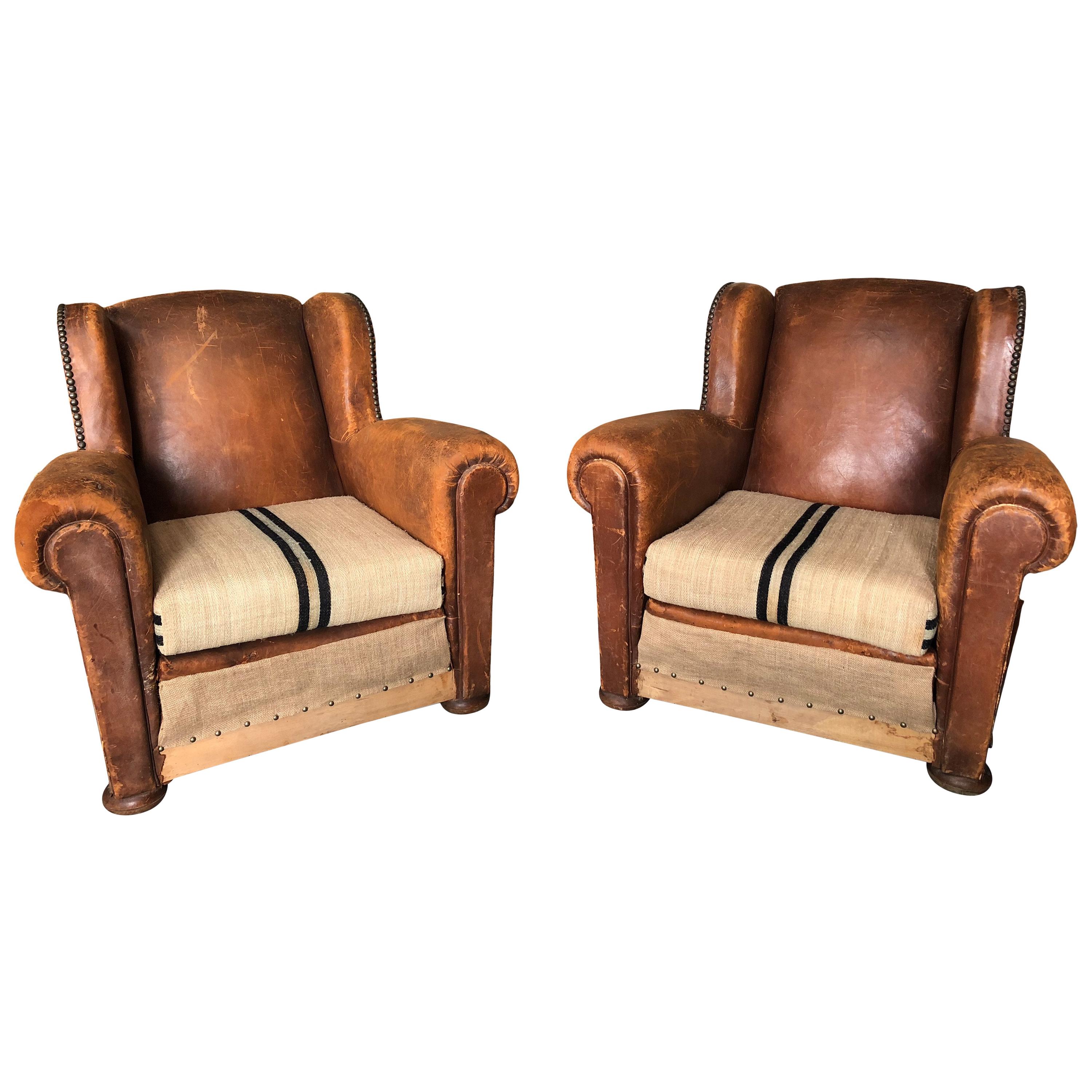 Pair of Vintage Reupholstered French Club Chairs