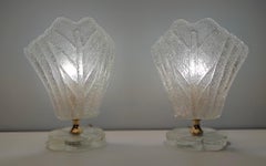 Pair of Vintage Revolving Murano Glass Table Lamps Ascribable to Barovier, Italy