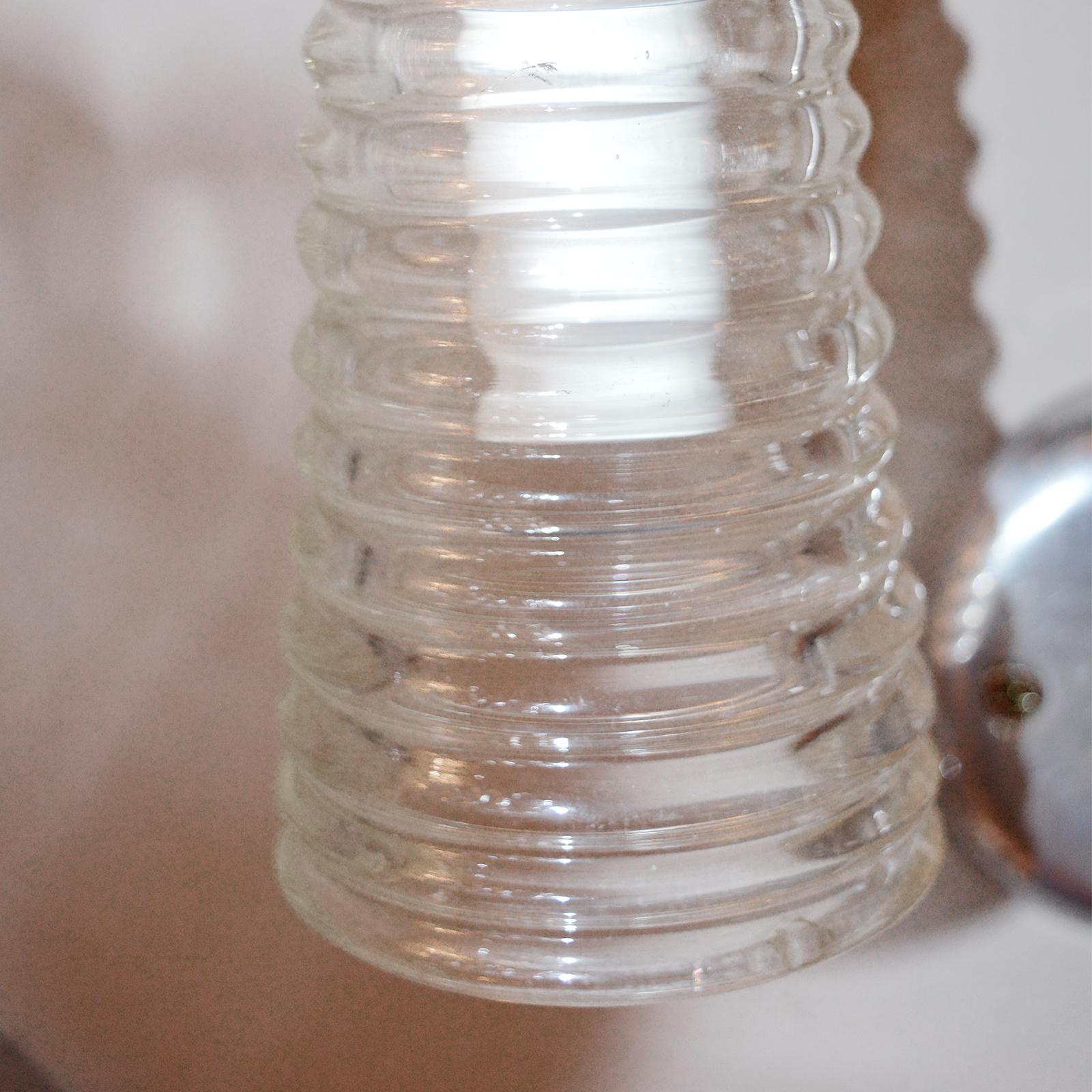 20th Century Pair of Vintage Ribbed Glass Sconce For Sale