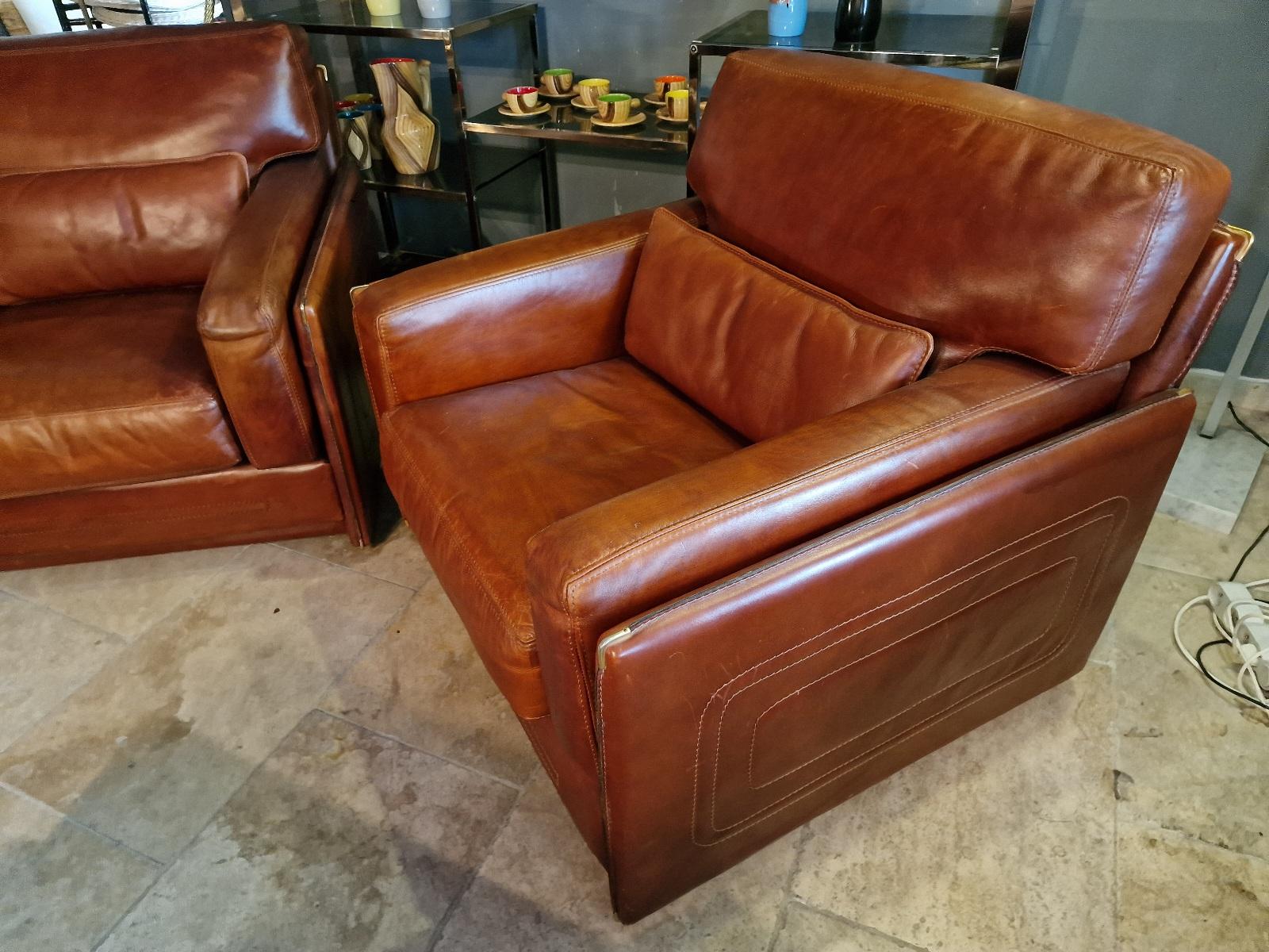 Pair of vintage Roche Bobois armchairs circa 1980  1