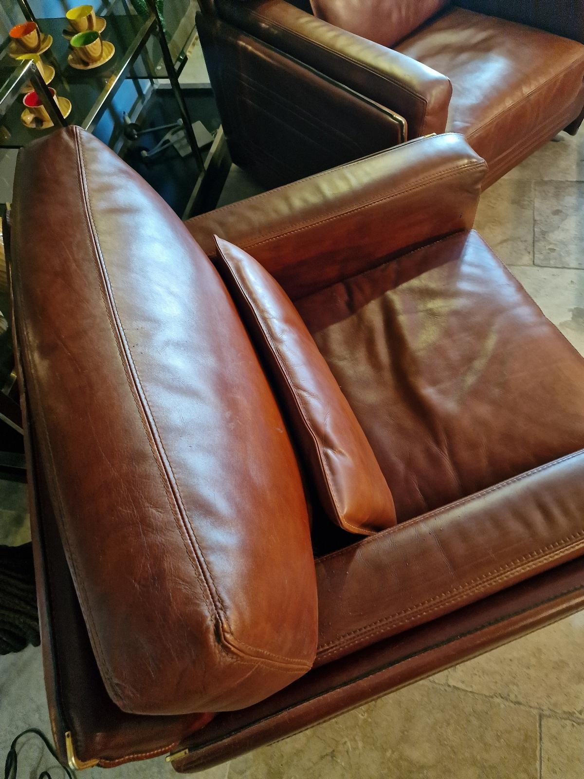 Pair of vintage Roche Bobois armchairs circa 1980  2