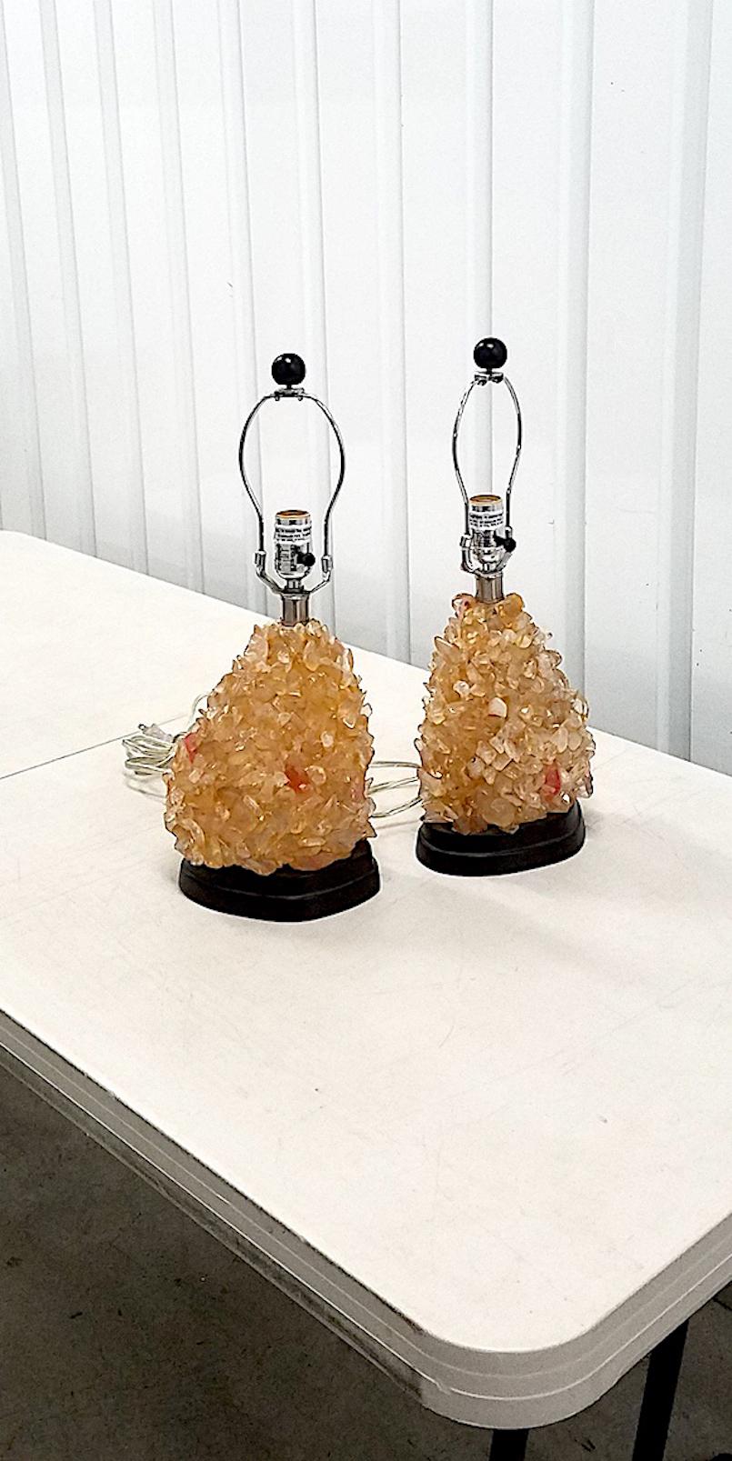 Pair of Vintage Rock Crystal Lamps, circa 1970s 2