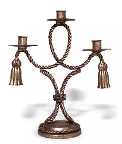 Pair of Vintage Rope and Tassel Gilt Candelabras
