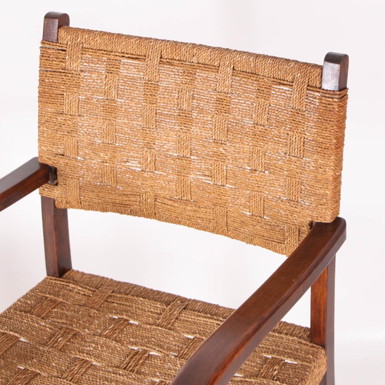 Pair of Vintage Rope and Wooden Armchairs In Good Condition For Sale In Isle Sur Sorgue, FR