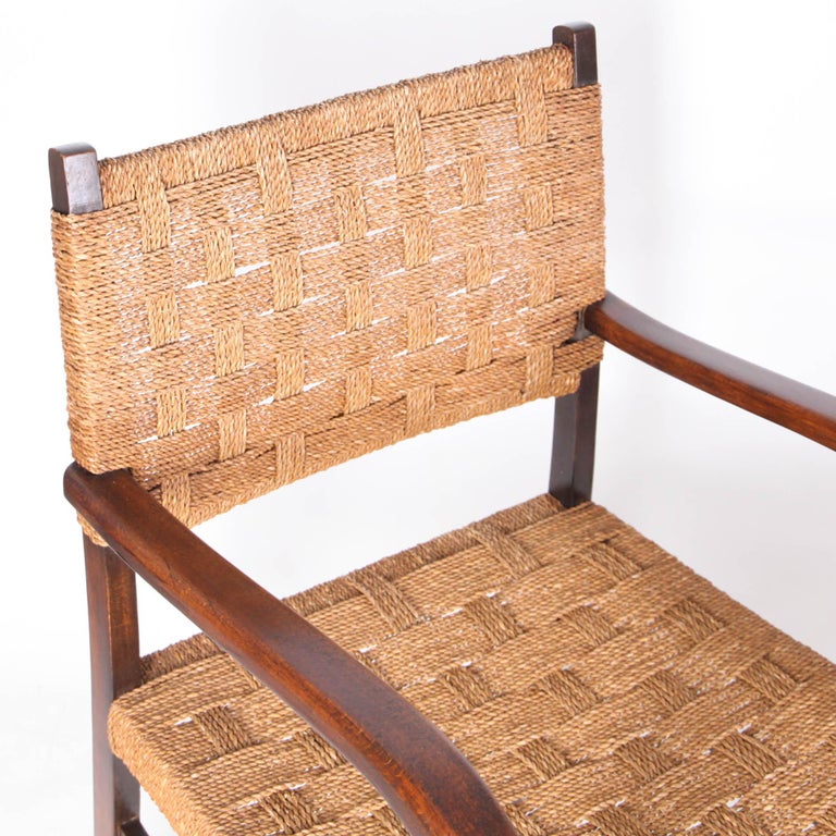 Pair of Vintage Rope and Wooden Armchairs For Sale 2