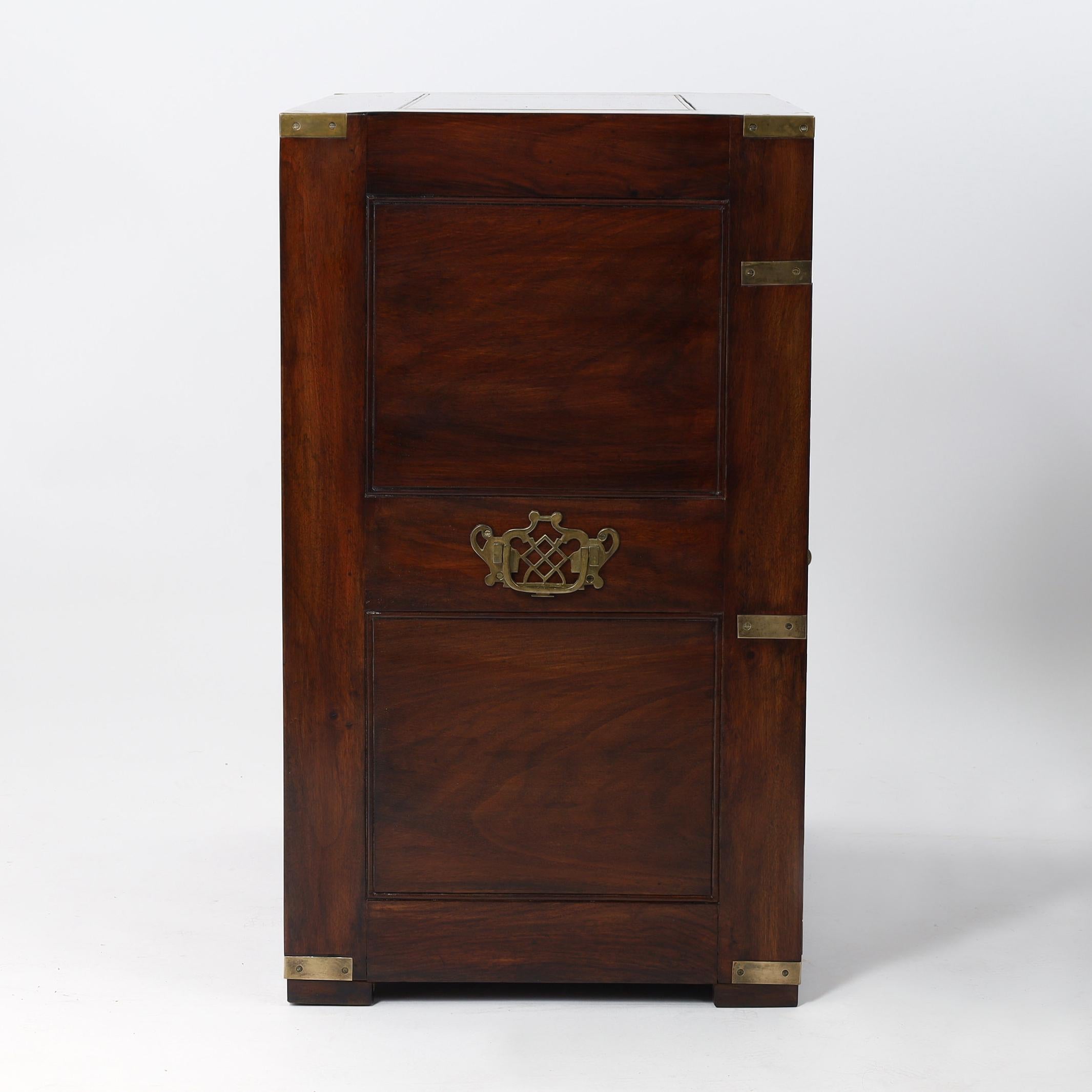 Pakistani Pair of Vintage Rosewood Campaign Chests or Cabinets by M. Hayat and Bros.