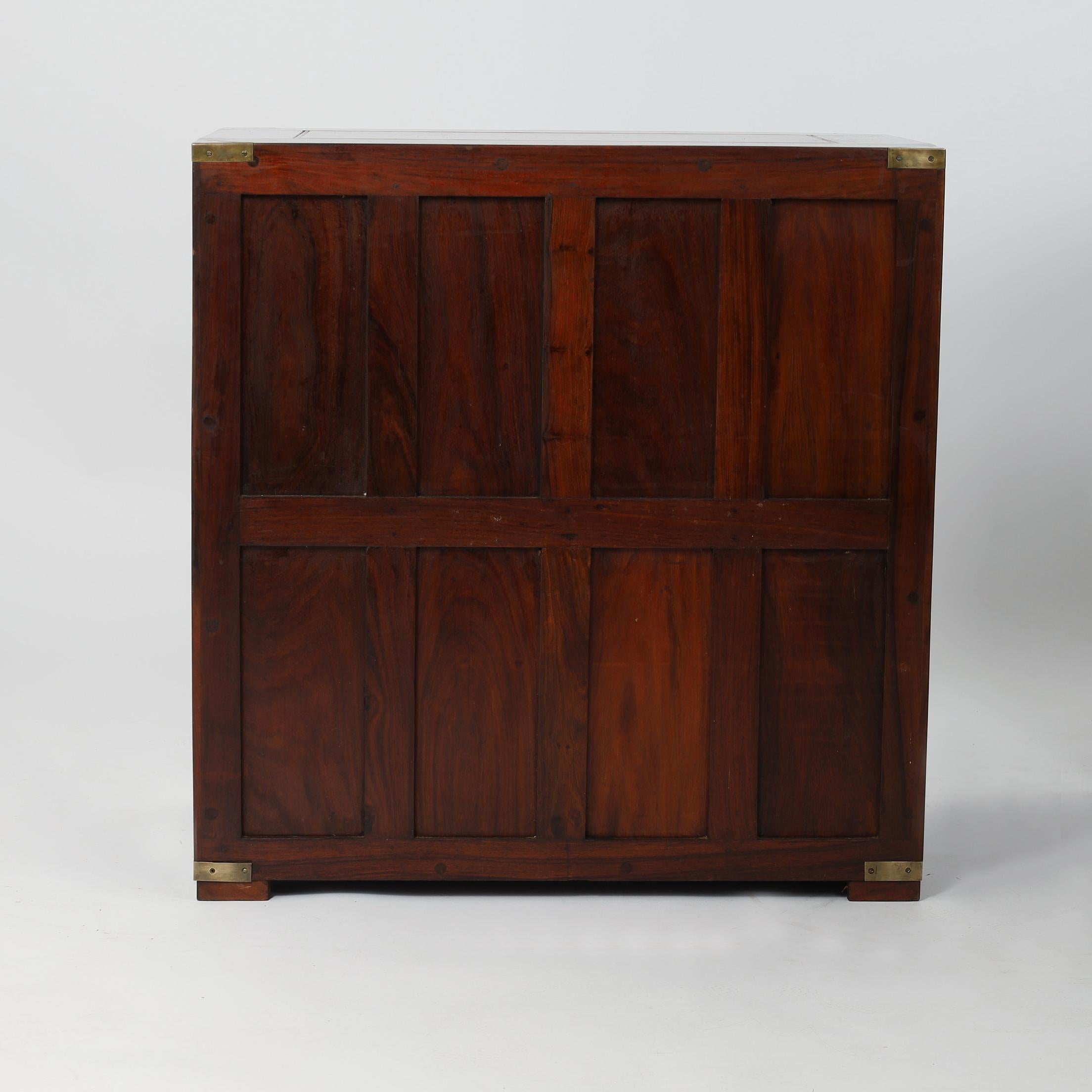 Pair of Vintage Rosewood Campaign Chests or Cabinets by M. Hayat and Bros. In Good Condition In Palm Beach, FL