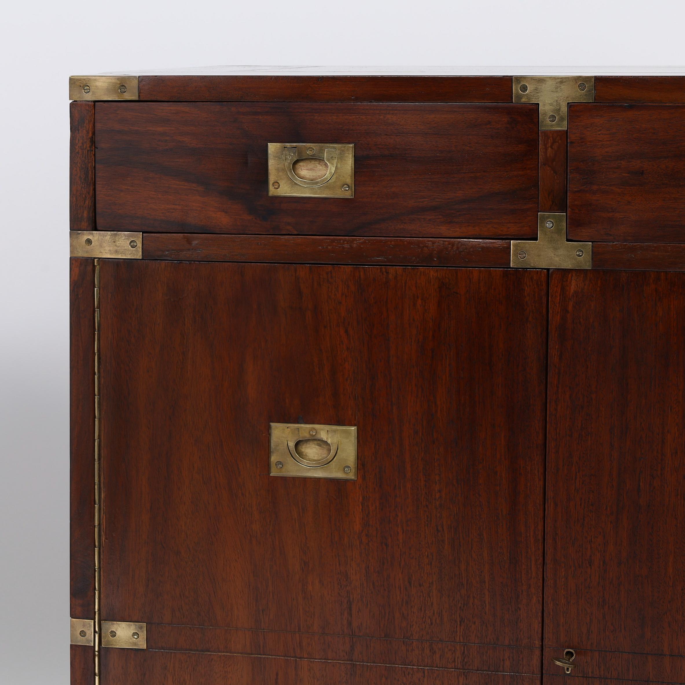 20th Century Pair of Vintage Rosewood Campaign Chests or Cabinets by M. Hayat and Bros.