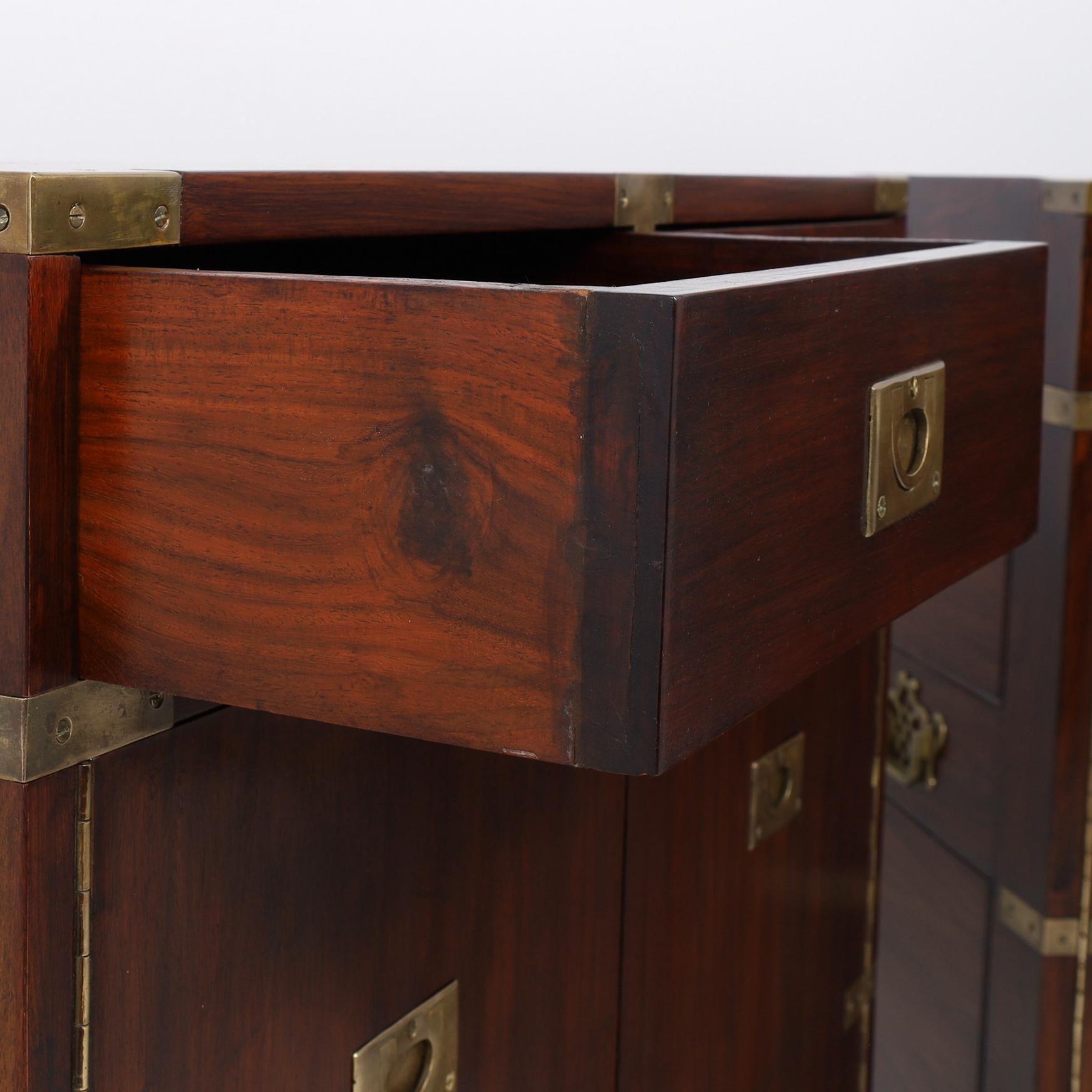 Pair of Vintage Rosewood Campaign Chests or Cabinets by M. Hayat and Bros. 1