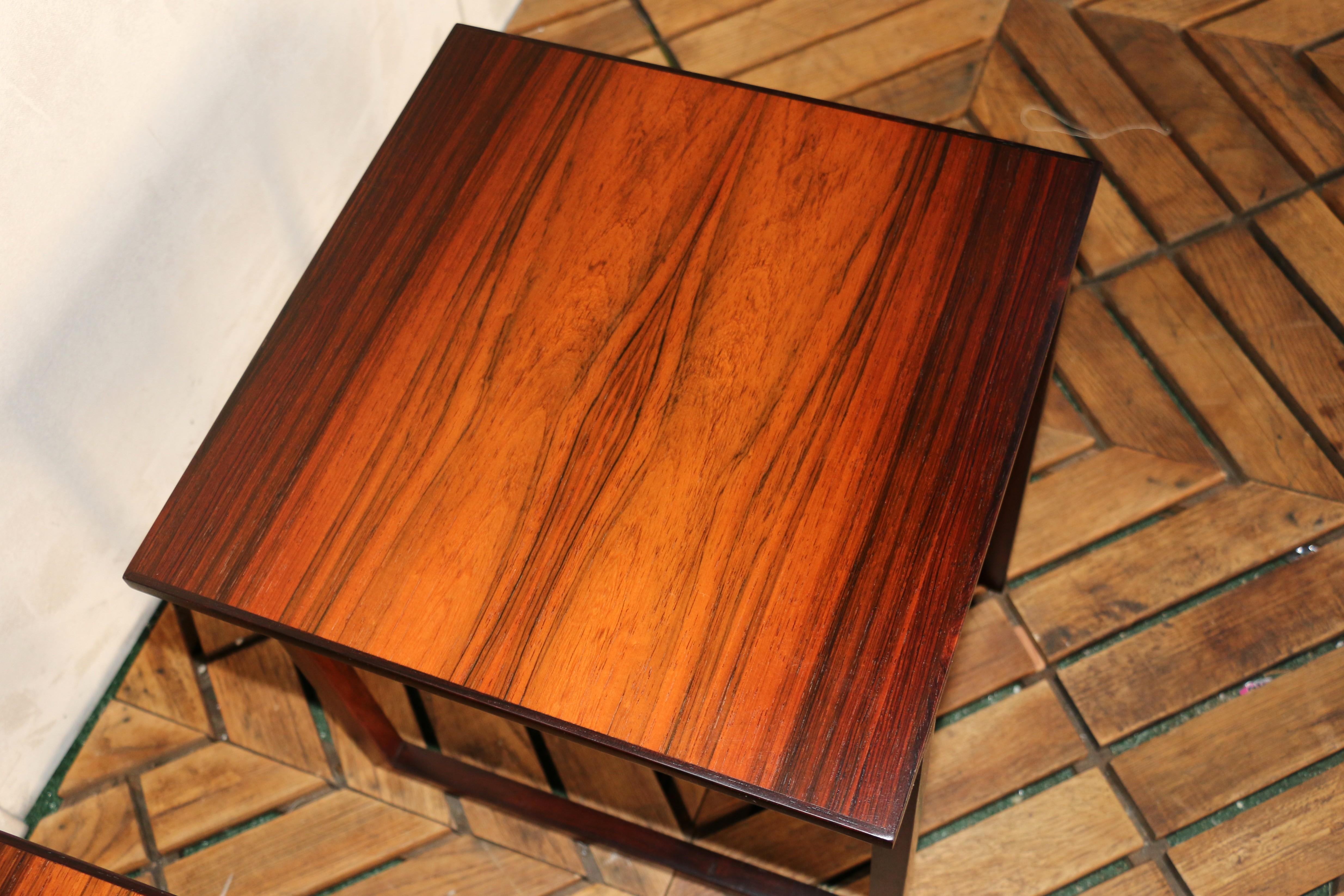 Paire de tables d'appoint vintage en palissandre par Kai Kristiansen, Danemark, années 1960 en vente 3