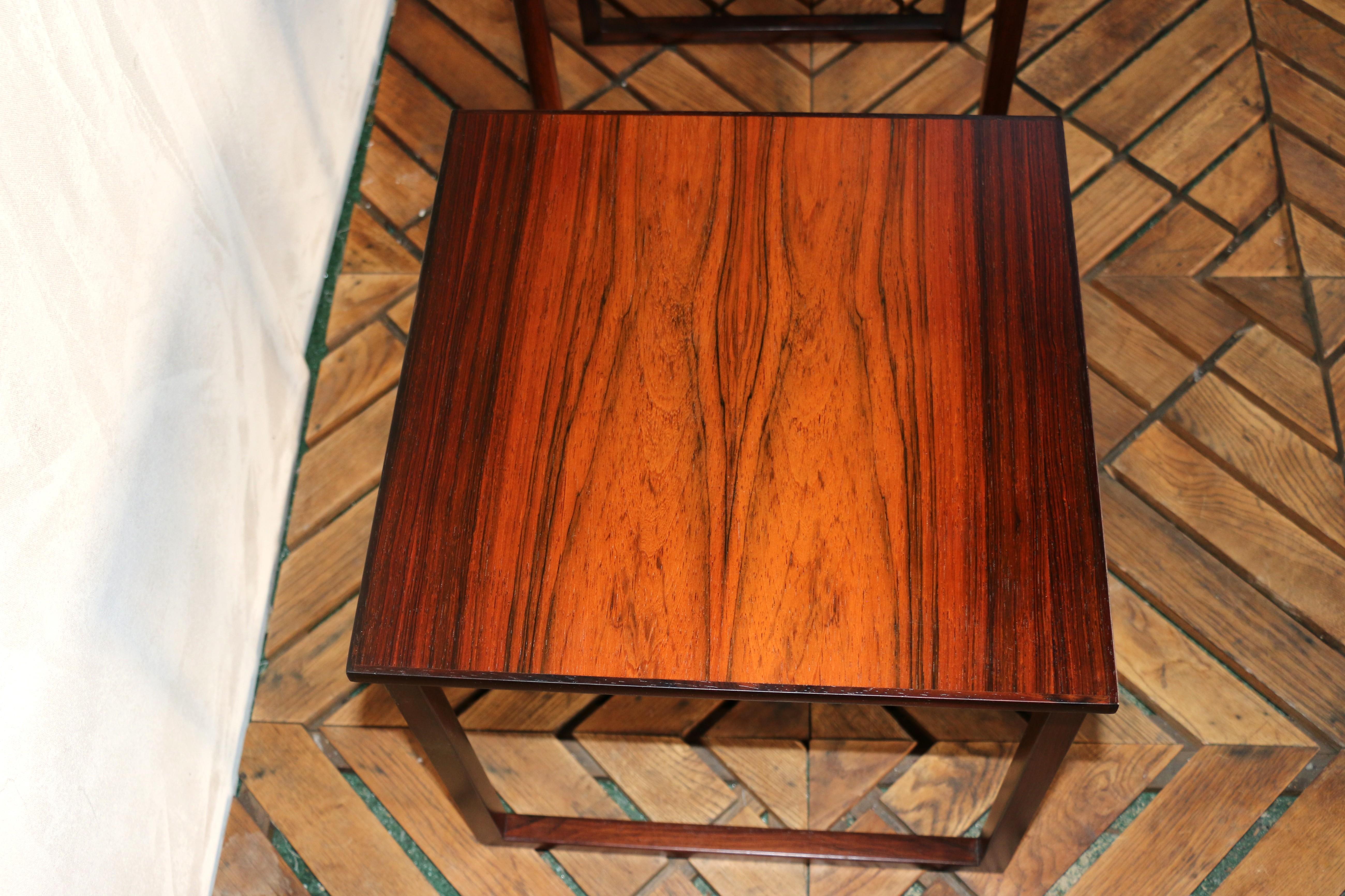 Paire de tables d'appoint vintage en palissandre par Kai Kristiansen, Danemark, années 1960 en vente 4