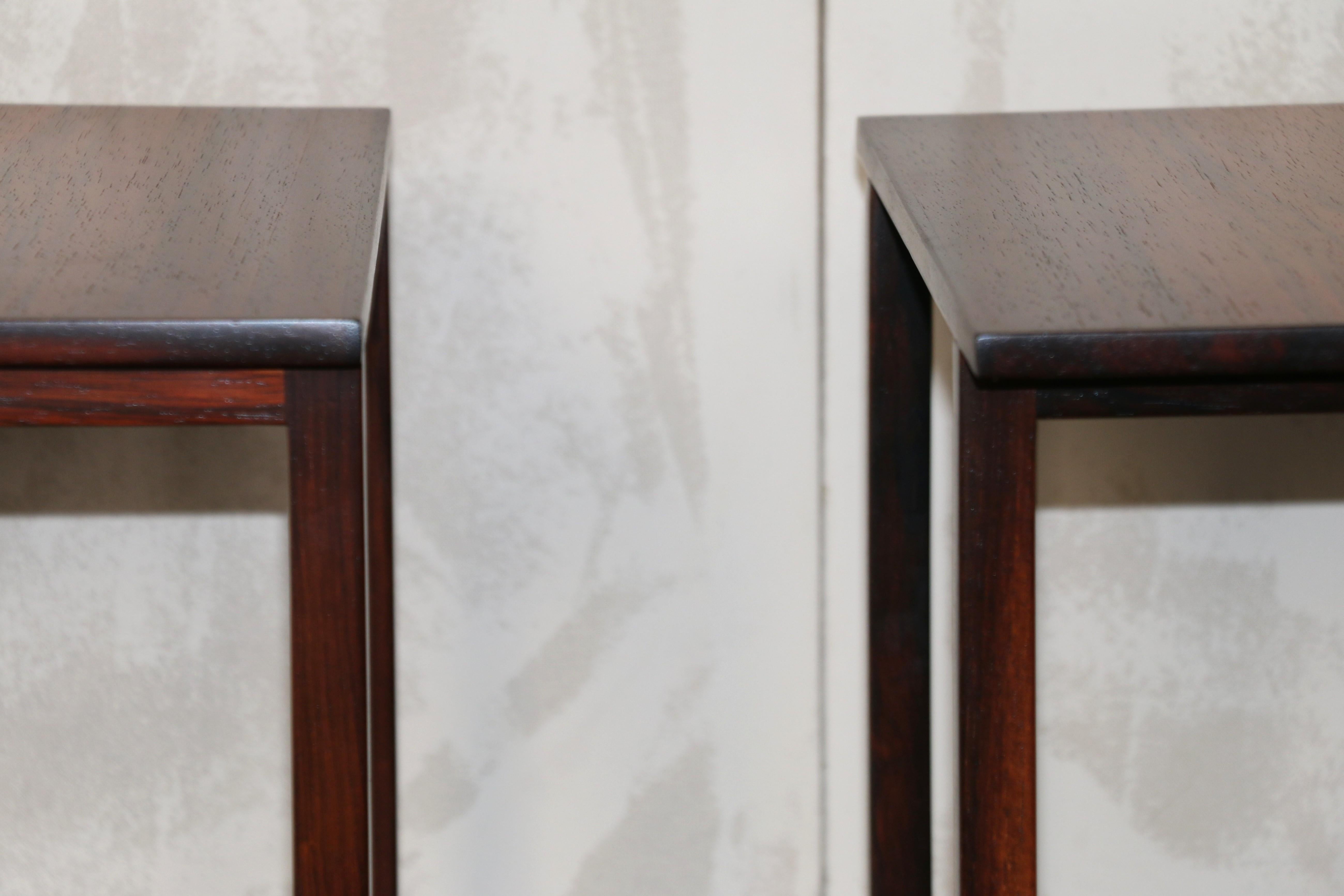 Paire de tables d'appoint vintage en palissandre par Kai Kristiansen, Danemark, années 1960 en vente 8