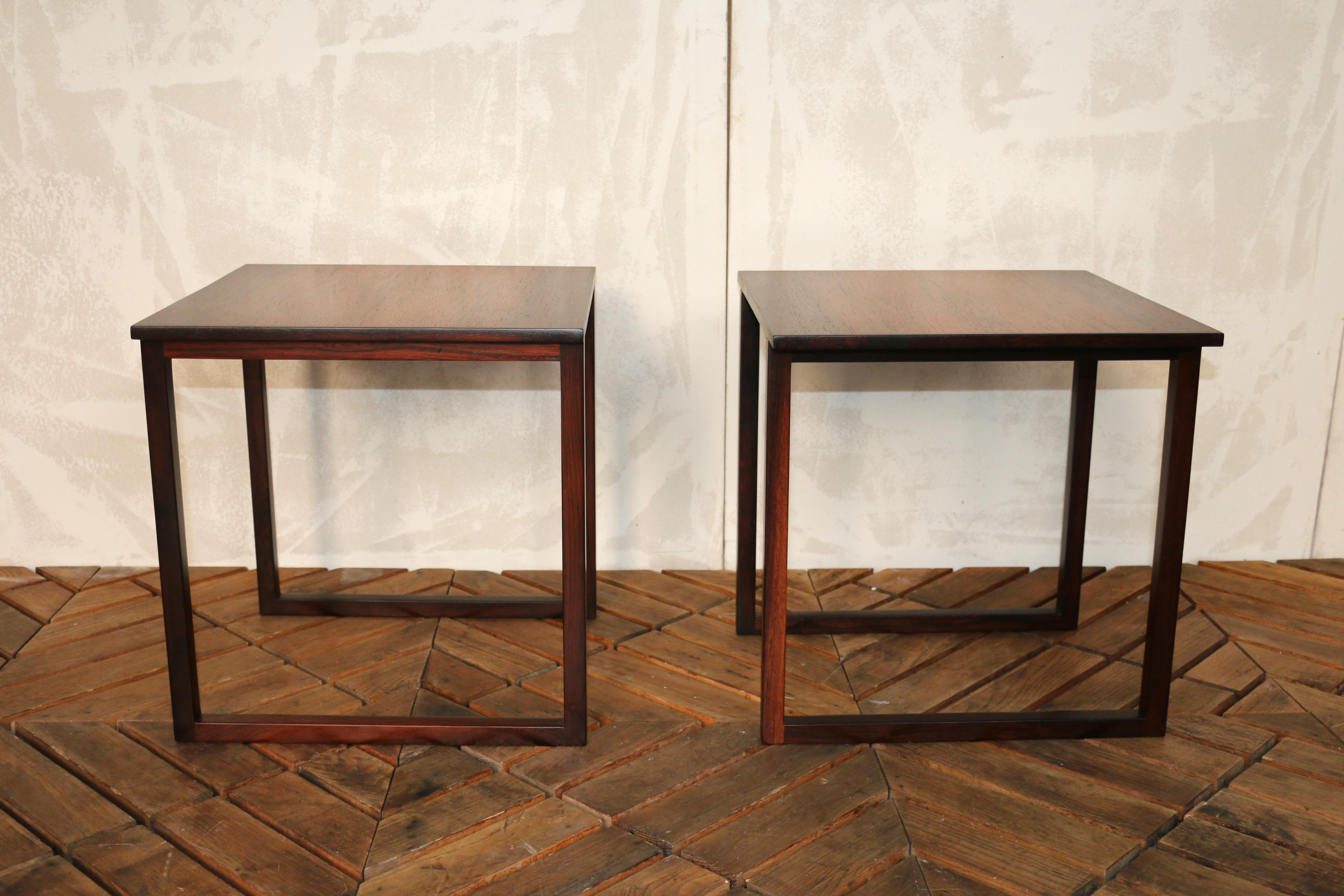 Paire de tables d'appoint vintage en palissandre par Kai Kristiansen, Danemark, années 1960 Bon état - En vente à North Hollywood, CA